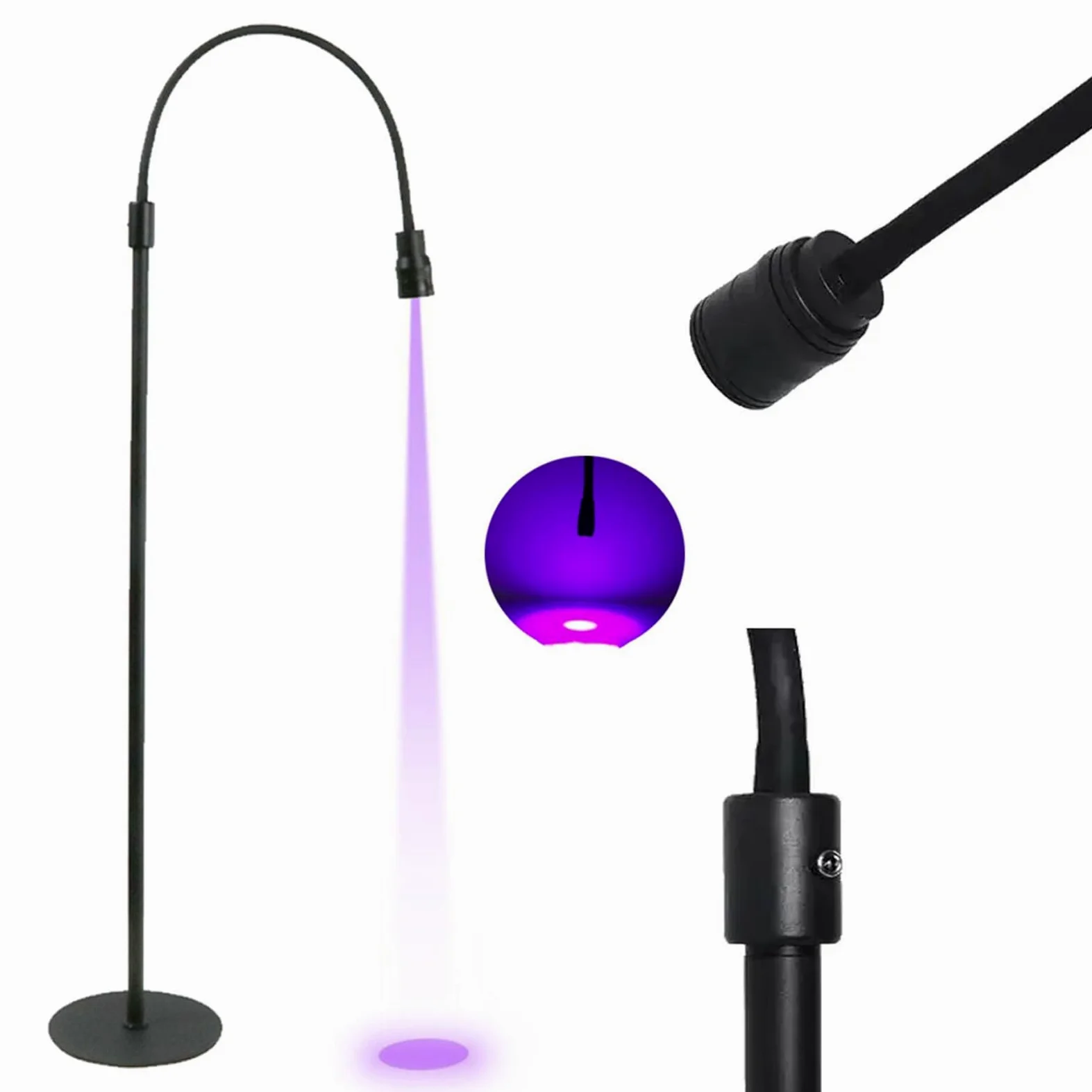UV-Wimpernlicht für Wimpernverlängerungen, UV-Lampe mit Fußpedal, UV-Gel-Härtungs-LED, Verstellbare Schwanenhals-Wimpernlampe für Wimpernkünstler, Nail Tech Makeup Studios (10W)