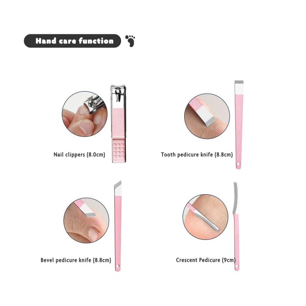 Professionelles Nagelknipser-Set, 7-18-teilig, scharfer Nagelschneider aus Edelstahl, Pediküre- und Maniküre-Set mit Cortex-Metallgehäuse für Männer und Frauen, Silber, 10-teiliges Set (Rosa 10)