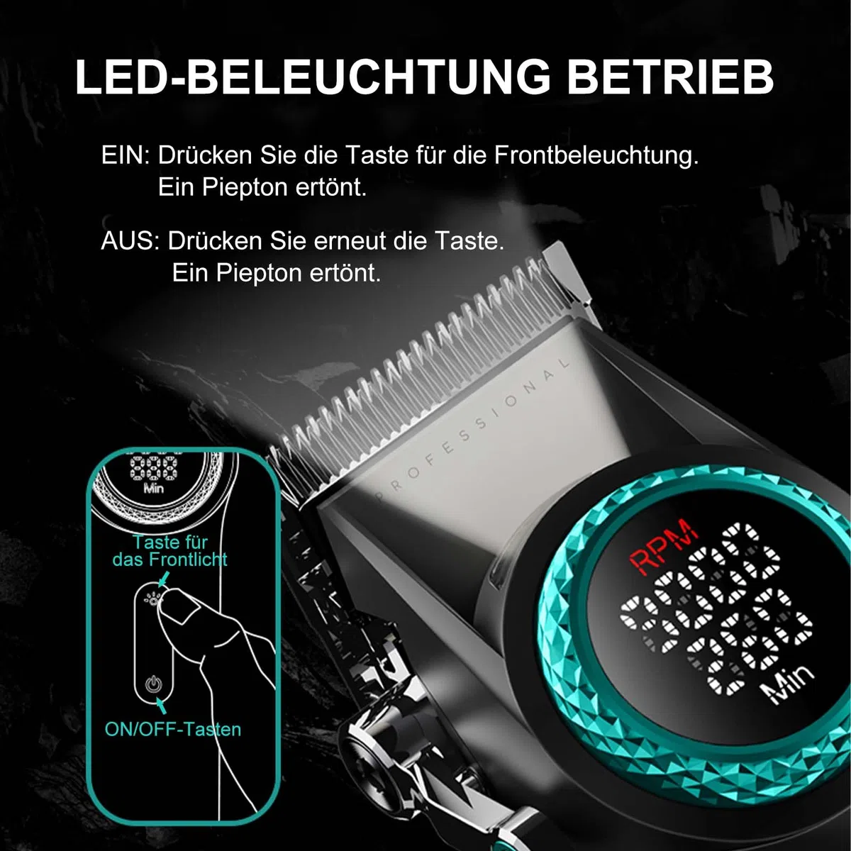 VGR 001 & 977 Profi Haarschneider für Herren Mit DLC-Beschichteten Klingen | Schnurlose Friseurschermaschine zum Haarschneiden, Karbonstahlklinge Haarschneider für Barbiere, LED-Anzeige
