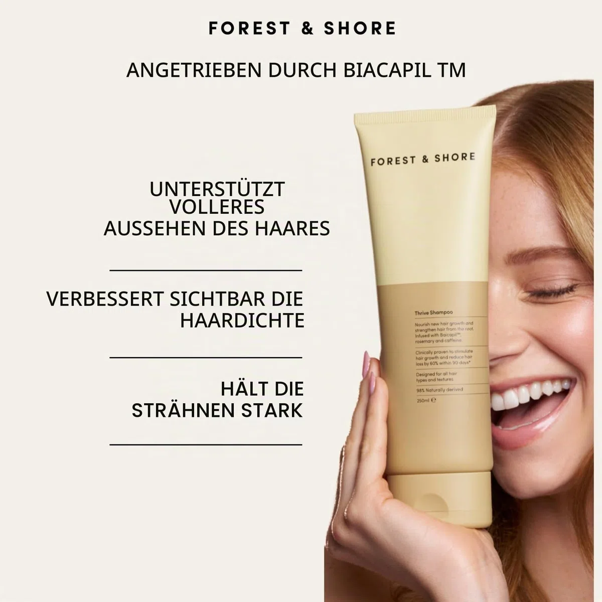Forest & Shore Shampoo und Conditioner Set für Haarwachstum – Rosmarin Shampoo gegen Haarausfall mit Biotin, Koffein & Baicapil – 98% Natürlich, Sulfatfrei & ohne Silikone – Für Damen & Herren – 500ml