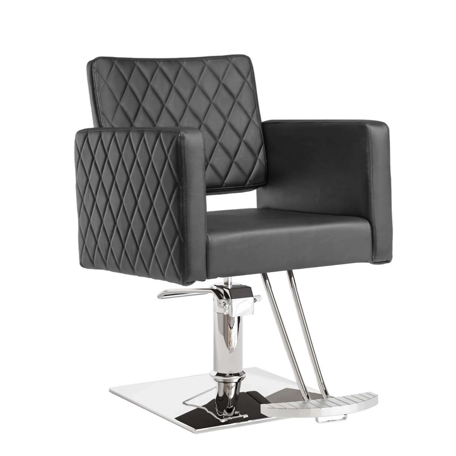 Bonnlo Friseurstuhl höhenverstellbar 90-105 cm, 360° Drehbar, 150 kg Tragkraft, Barberstuhl aus PVC-Leder, Schwarz