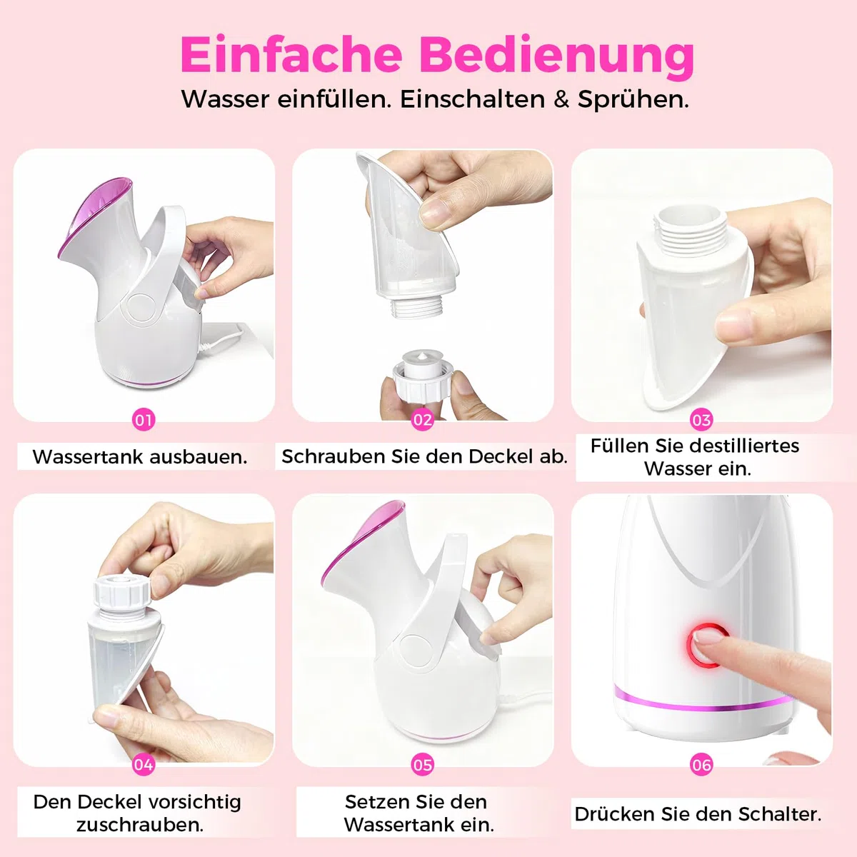 BRICH Gesichtsdampfgerät Nanoionische Gesichtsauna SPA Porenreiniger 6 Edelstahl-Tools 5-Min-Schnellaufheizung Temperaturkontrolle 35-45°C