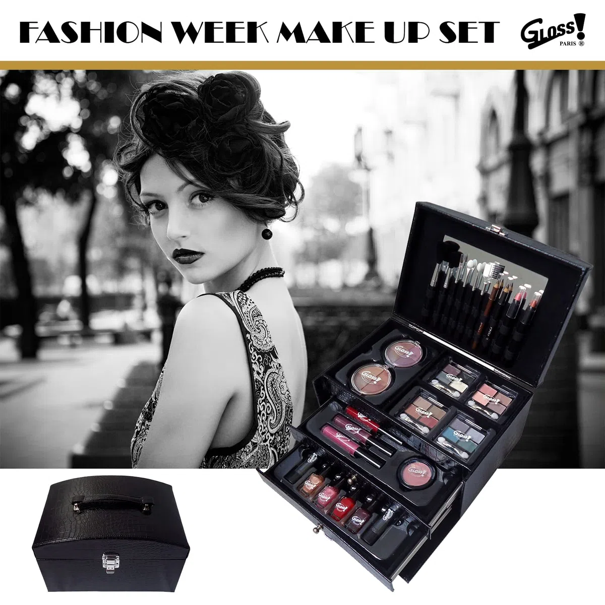 GLOSS ! Make-up-Koffer BEAUTY CASE – Beauty- & Aufbewahrungsset – Geschenkidee für Frauen, Weihnachten, Geburtstag, Valentinstag, Lehrerin, Muttertag - COFFRET