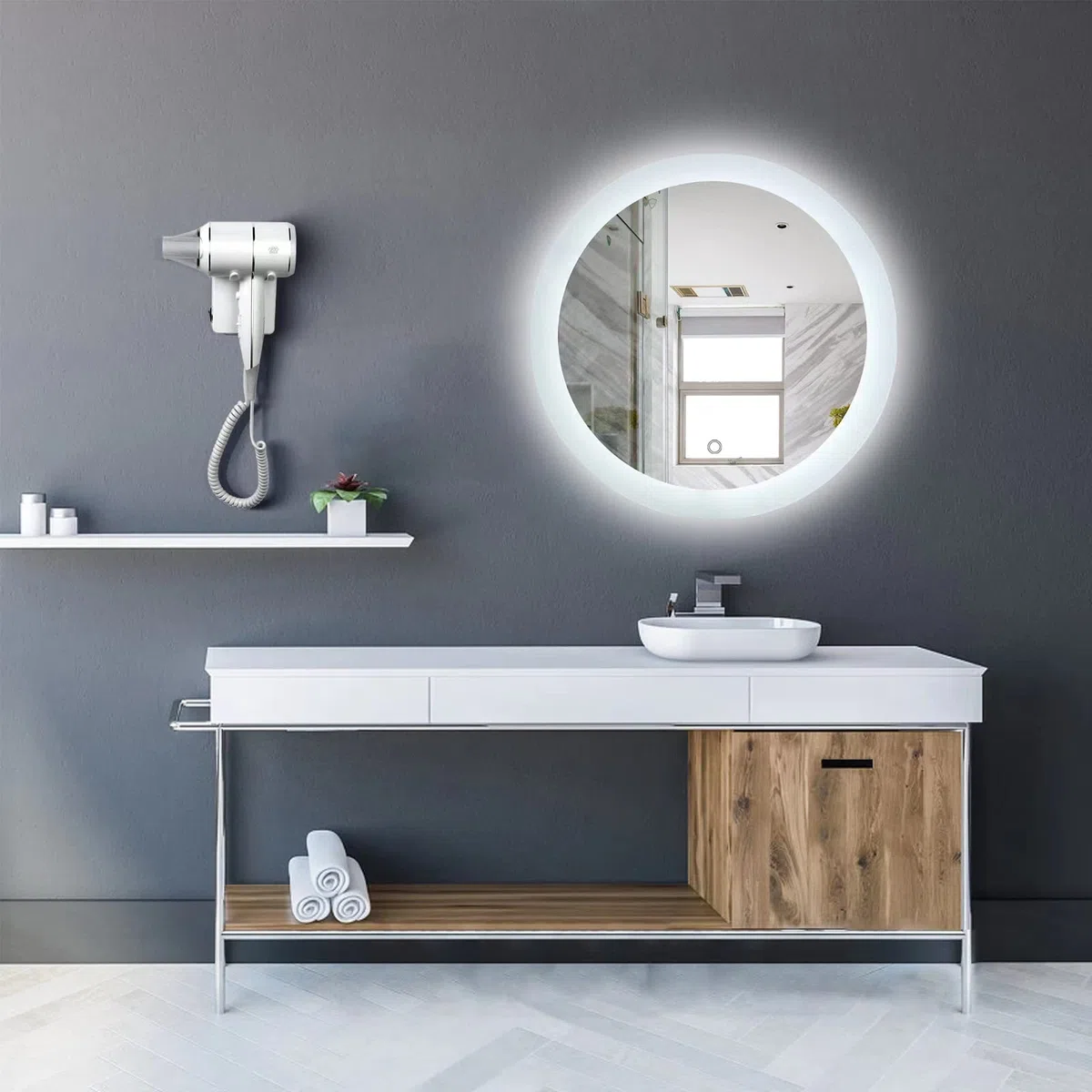 QL Haartrockner mit Wandhalterung 2000 W 10 Millionen Negativ-Ionen Weiß | Wandmontage Zum Bohren,USB,LED,3 Hitzestufen,2 Geschwindigkeit,Cool Air,ThermoProtect,Automatische Abschaltung Konzentrator