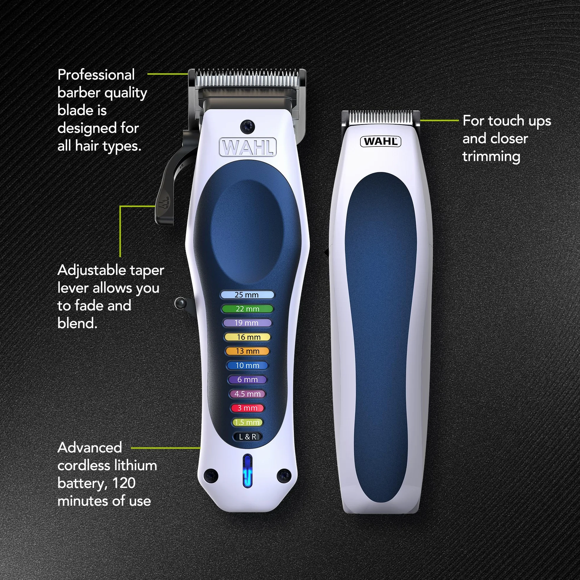 WAHL Color Pro Lithium Combi Kit, komplettes Haircut Kit, Verstellhebel für ultimative Kontrolle der Schnittlänge, ultrastarker Akku, Trimmen für den letzten Schliff & Bartpflege, Schere & Haarkamm