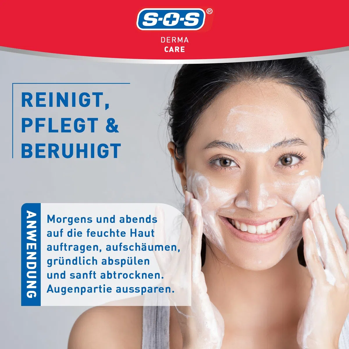 SOS Derma Care Anti-Pickel Waschcreme (6x 100 ml) – Klärende Gesichtsreinigung für unreine Haut – bei Pickeln & Hautunreinheiten – Ohne Farbstoffe, Silikone, Paraffine & PEG – Dermatologisch