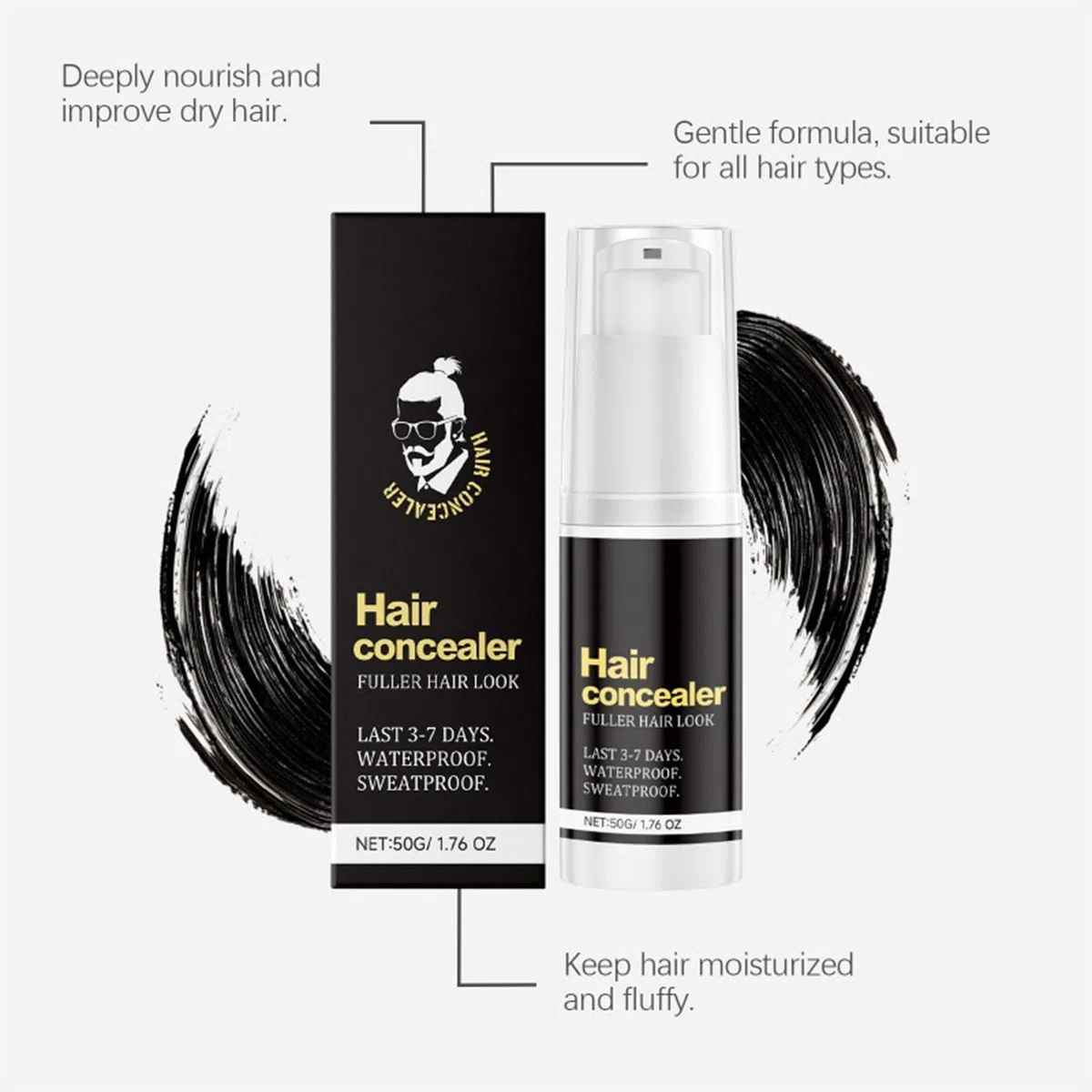 Haarabdeckstift,2 Stück Hair Concealer Creme,Hair Concealer Wasserdicht für Männer,Hairline Root Coverage Fuller Powder,Enhances Hairline Haar Concealer für Dünner Werdendes und Feines Haar