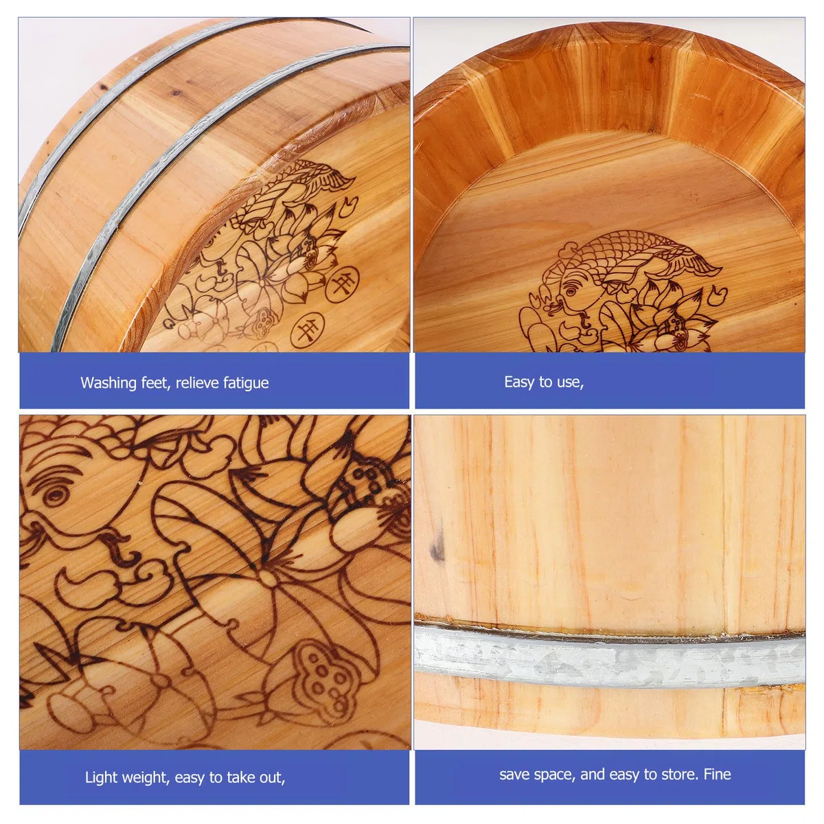 Holz Fußbad Becken mit Griff Leicht und Praktisch für Zuhause zur Fußpflege und Erholung Multifunktionale Schüssel für Eltern und Freunde