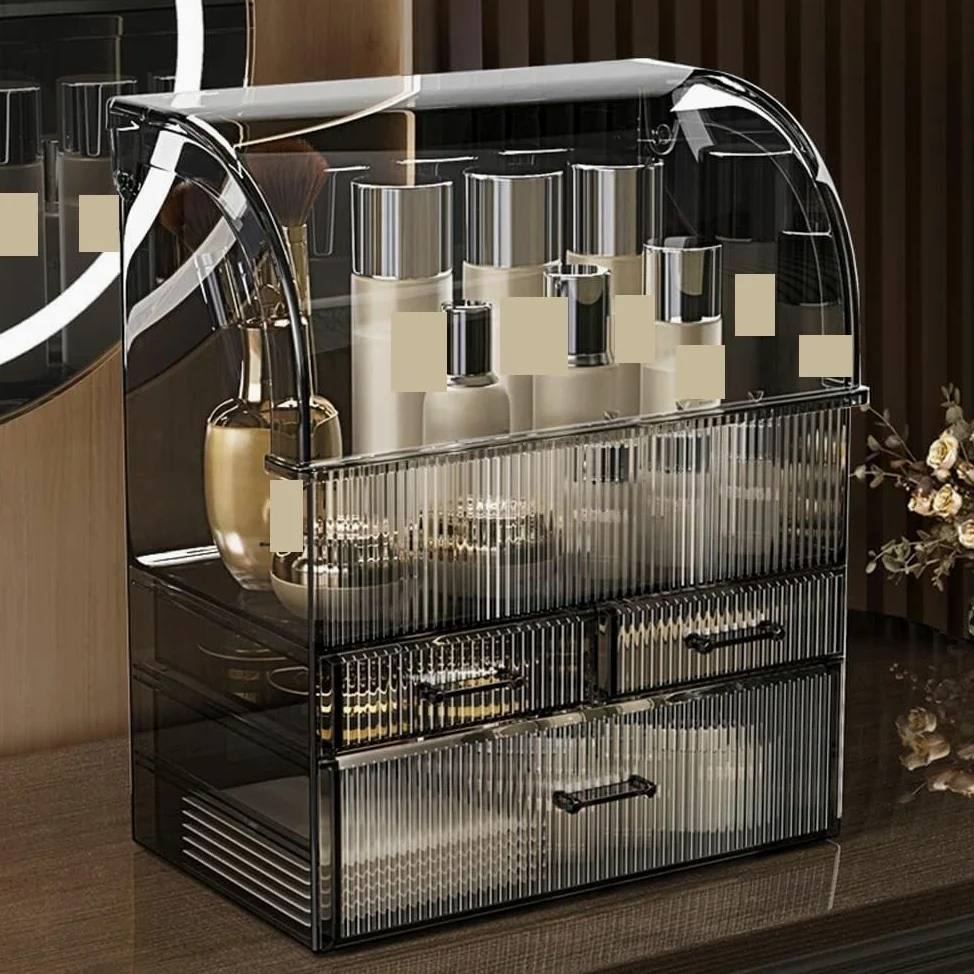 Kosmetik Make Up Organizer Make-up-Aufbewahrungsbox, Acryl-Kosmetik-Aufbewahrungsvitrine Mit Schubladen, Make-up-Organizer-Box Wasserdichter Abdeckung Schmink Beauty Zubehör