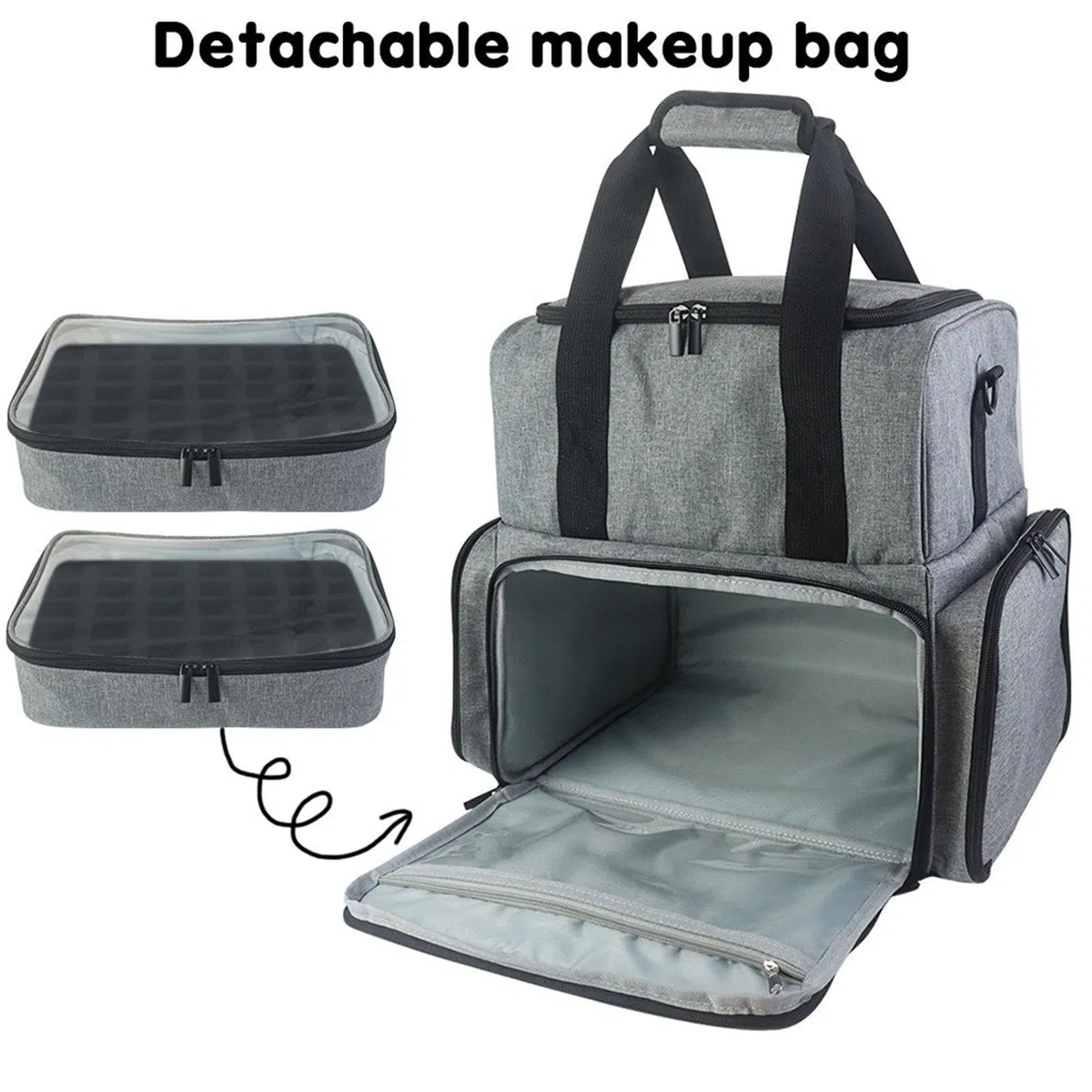 Reise Organizer für Nagellack mit Herausnehmbaren Taschen, GRAU