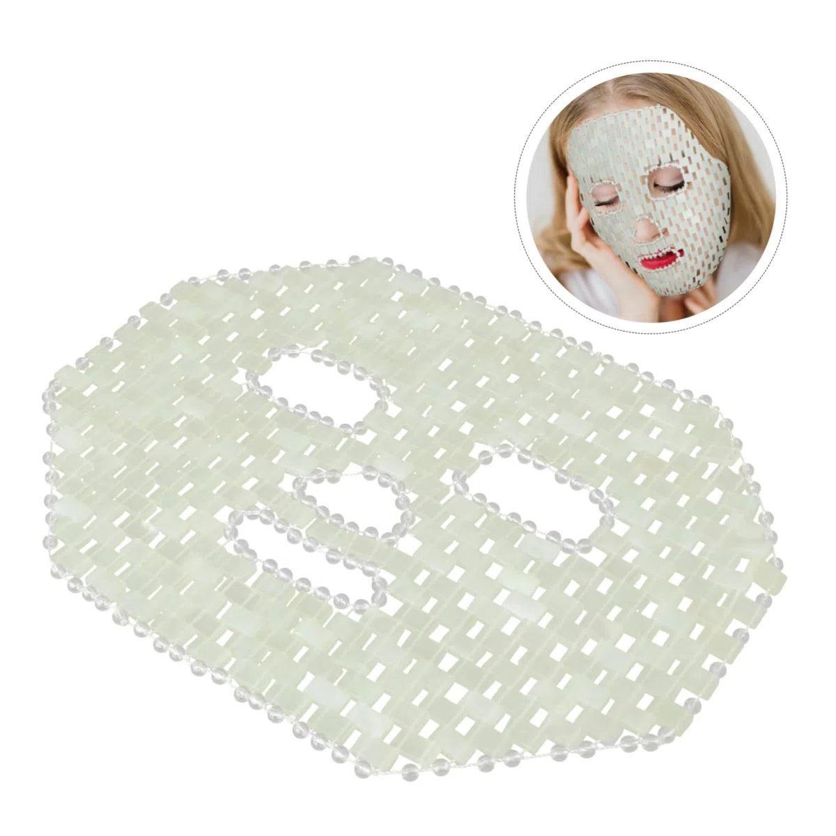Hohopeti Natürliche Jade Massagemaske für Zuhause zur Linderung von Muskel und Bruxismus Schwellungen Grüne Hautpflege Maske für Entspannende Beauty Anwendungen