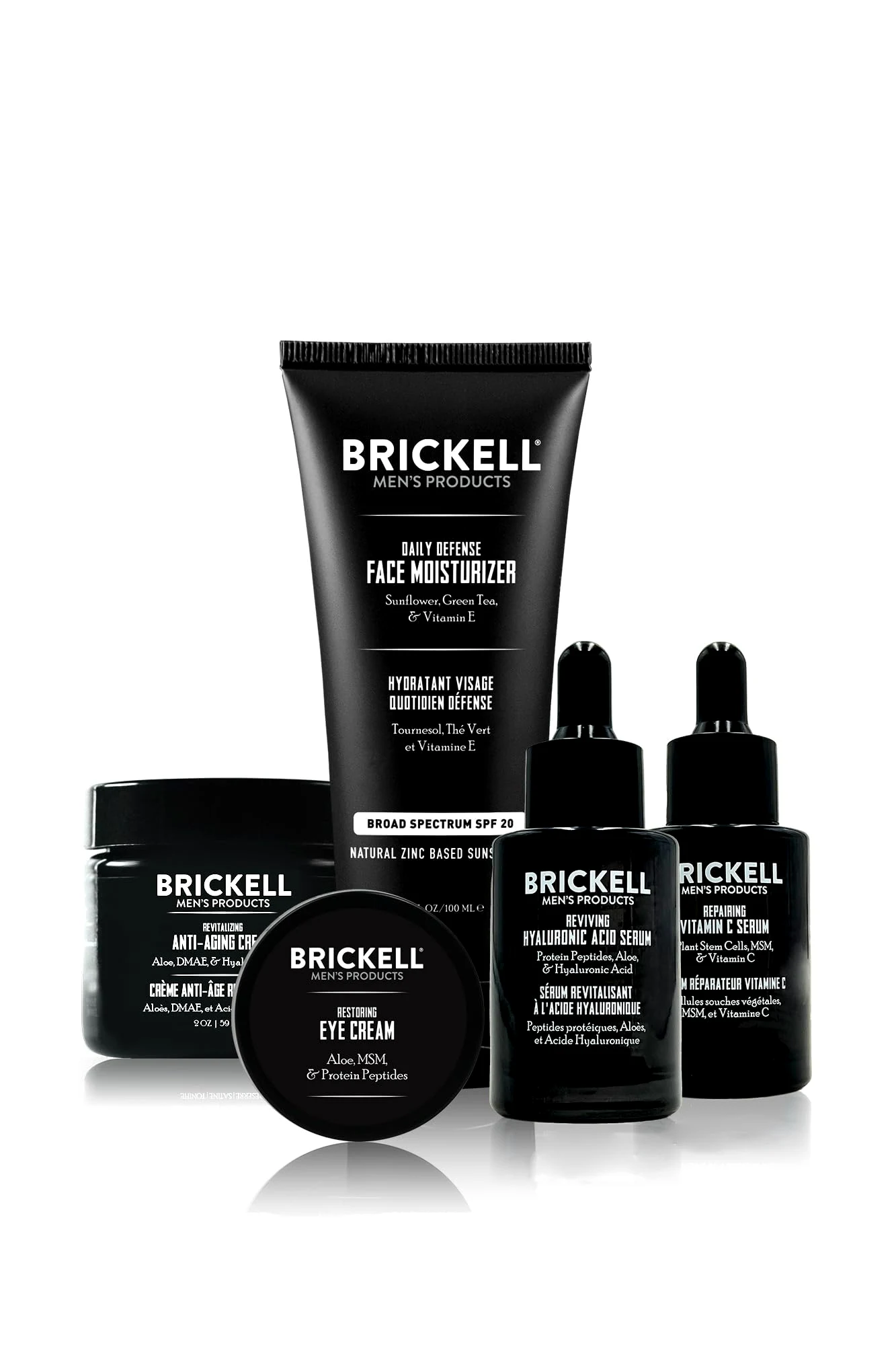 Brickell Men's Products vollständige defense anti-aging-routine, nachtgesichtscreme, vitamin c tag und nacht serum, moisturizer w/spf und augencreme, natur- und bio, duftend