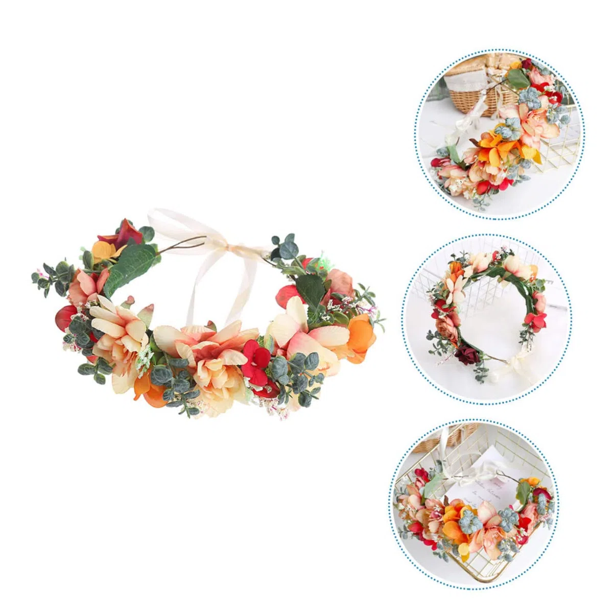 FOMIYES 4stücke Farbige Blumenkranz Haarschmuck Für Einstellbares Haarband Für Hochzeiten Und Festivals Boho-stil Vielseitig Einsetzbar Perfektes Accessoire Für Brautjungfern Und