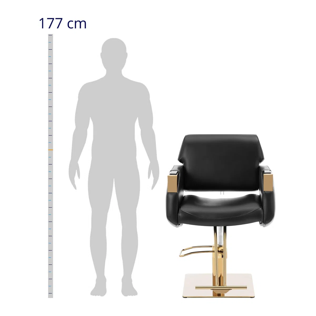 Physa Penryn Black & Gold Friseurstuhl mit Fußstütze 480-630 mm 200 kg Weiß/Golden Barberstuhl höhenverstellbar