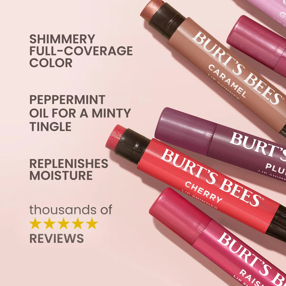 Burt's Bees Lip Shimmer, Guava, 2.7 ml Tubes (4-pack) (Lippenmakeup)