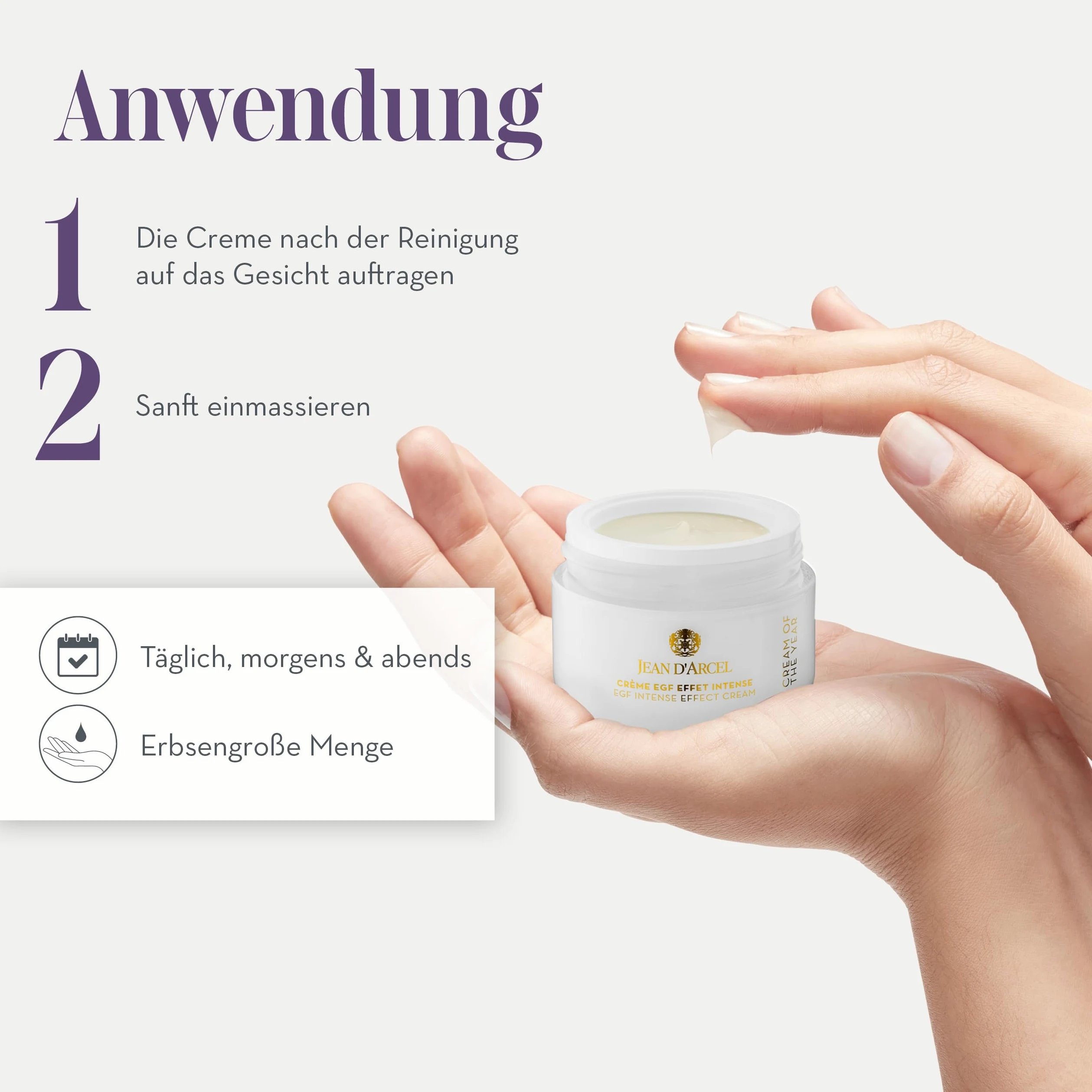 JEAN D'ARCEL Anti Aging 24h Gesichtscreme - CRÈME EGF EFFET INTENSE 50 ml - Stärkt den natürlichen Hautschutz – Verbessert die Hautfestigkeit – Fördert die Elastizität