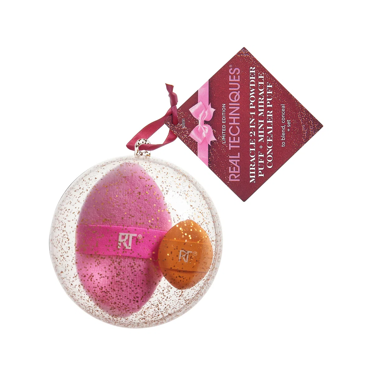 Real Techniques Miracle 2-in-1 Powder Puff & Mini Concealer Puff Set, Dual-Sided Makeup Tools, Vegan, Cruelty-Free