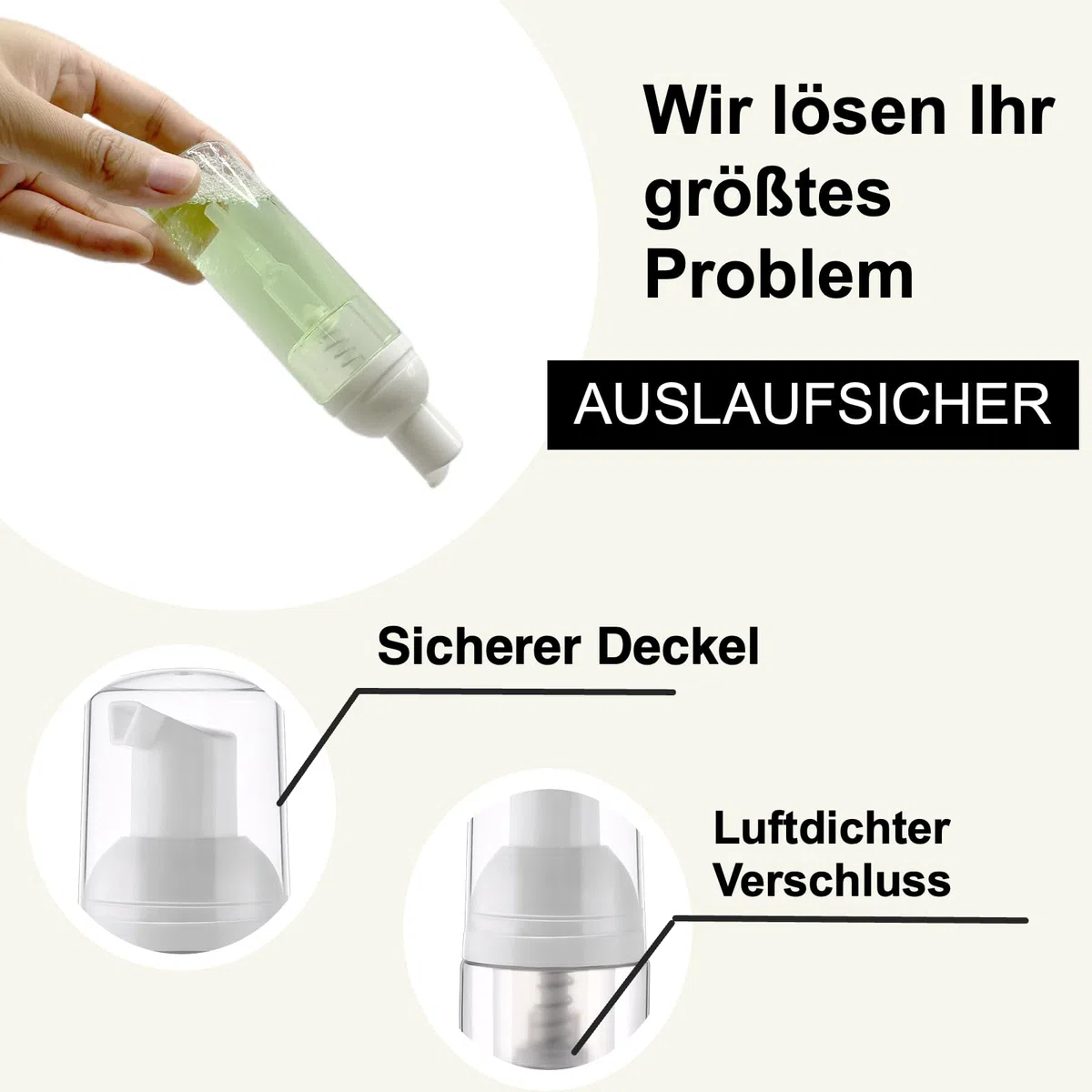 Schaum-Pumpflasche, TSA-genehmigt, nachfüllbar, schäumender Seifenspender, für Shampoo, Duschgel, Handseife, Gesichtsreiniger