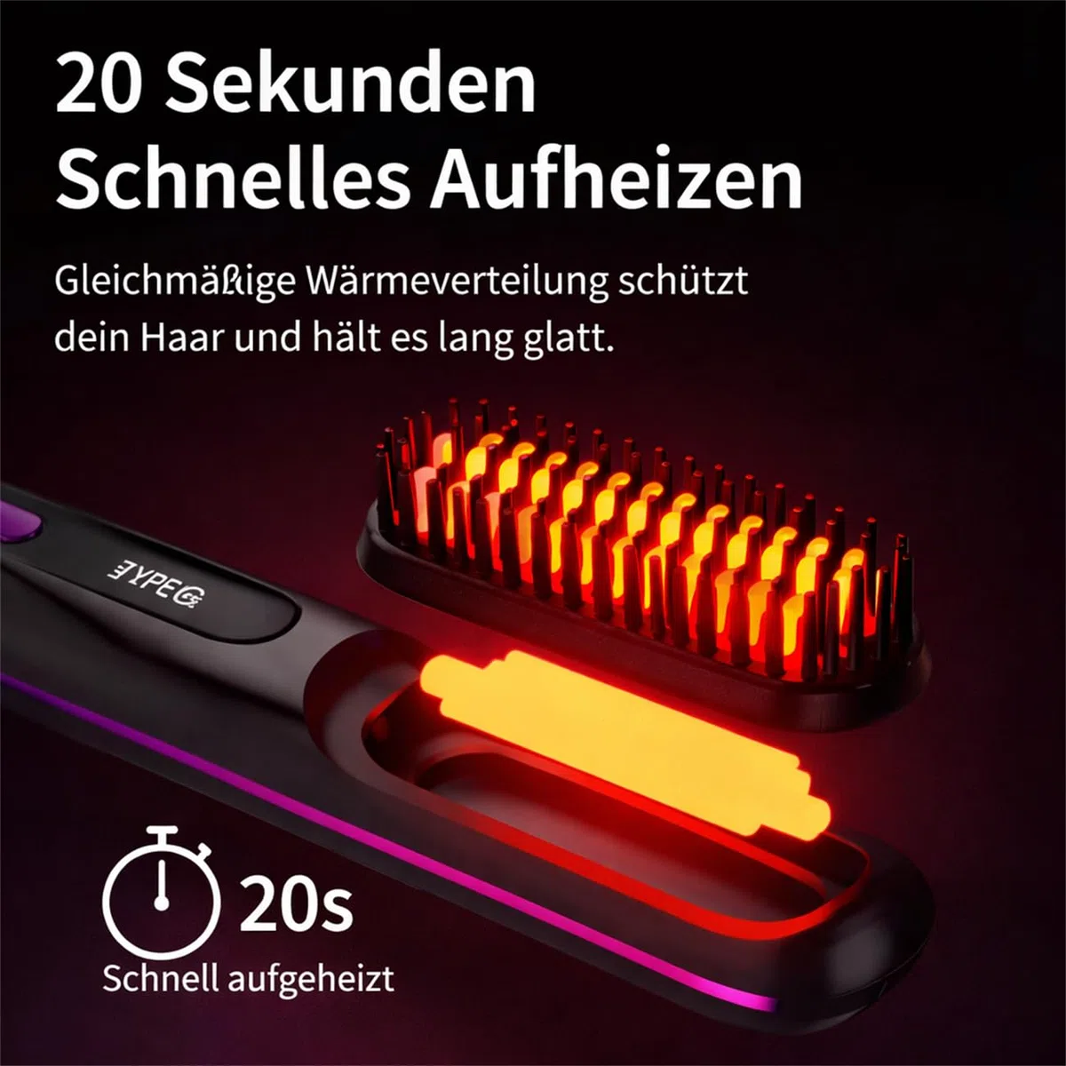 Stylingbürste für kurze Haare – Warmluftbürste mit Keramikbeschichtung, Anti-Scald Design, 3 Temperaturstufen, kompakt & tragbar für Volumen, Glätten & Locken