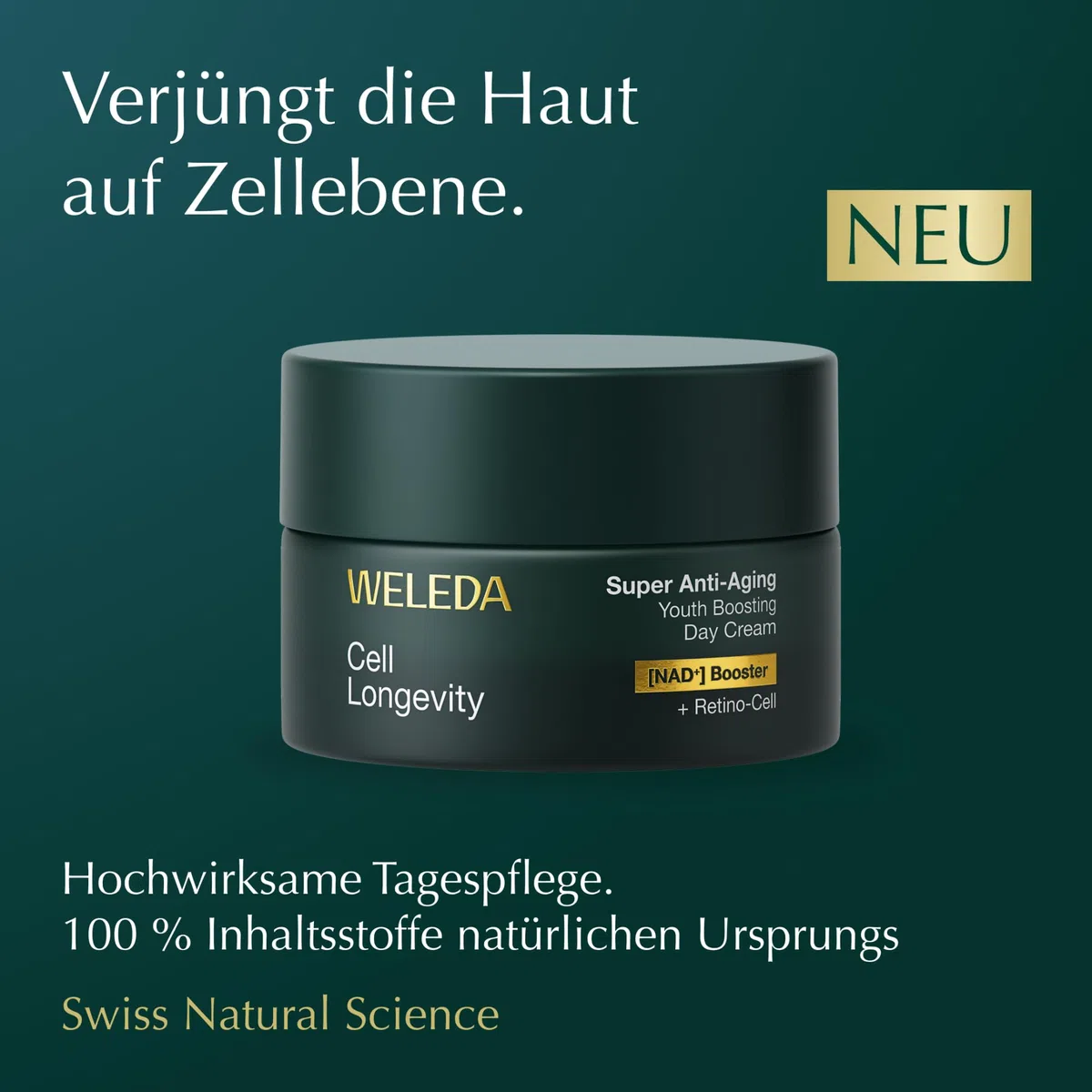 WELEDA Cell Longevity Super Anti-Aging Youth Boosting Day Cream - Gesichtspflege Tagescreme mit [NAD⁺] Booster & [Retino-Cell] gegen die 10 Zeichen der Hautalterung (Naturkosmetik, vegan, 50ml)