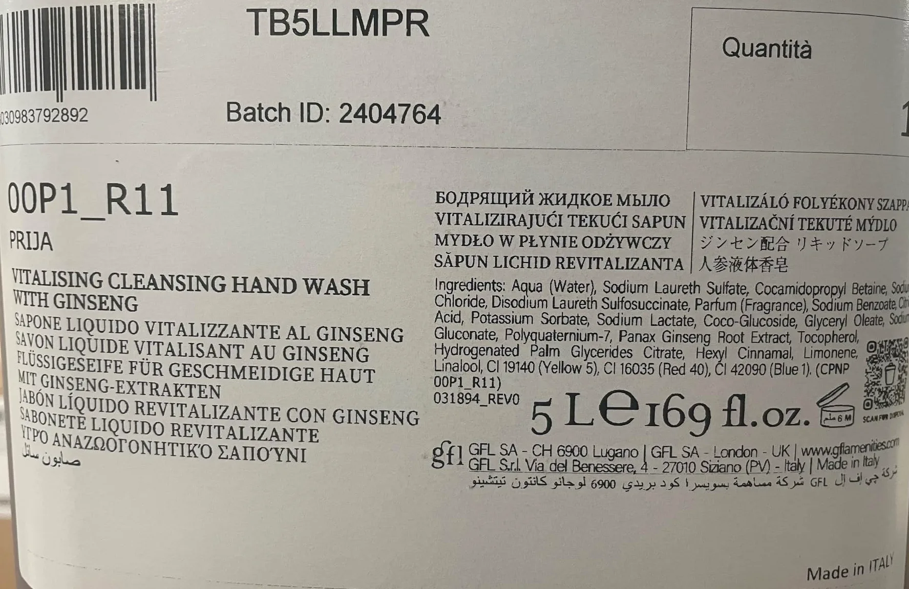 Prija Flüssigseife & Duschgel-Shampoo Set - 2 x 5L Nachfüllpackung - Natürliche Formel mit Pflanzenextrakten, Sanft für Haut und Haare, Ideal für Hotels, Spas und Zuhause, Made in Italy