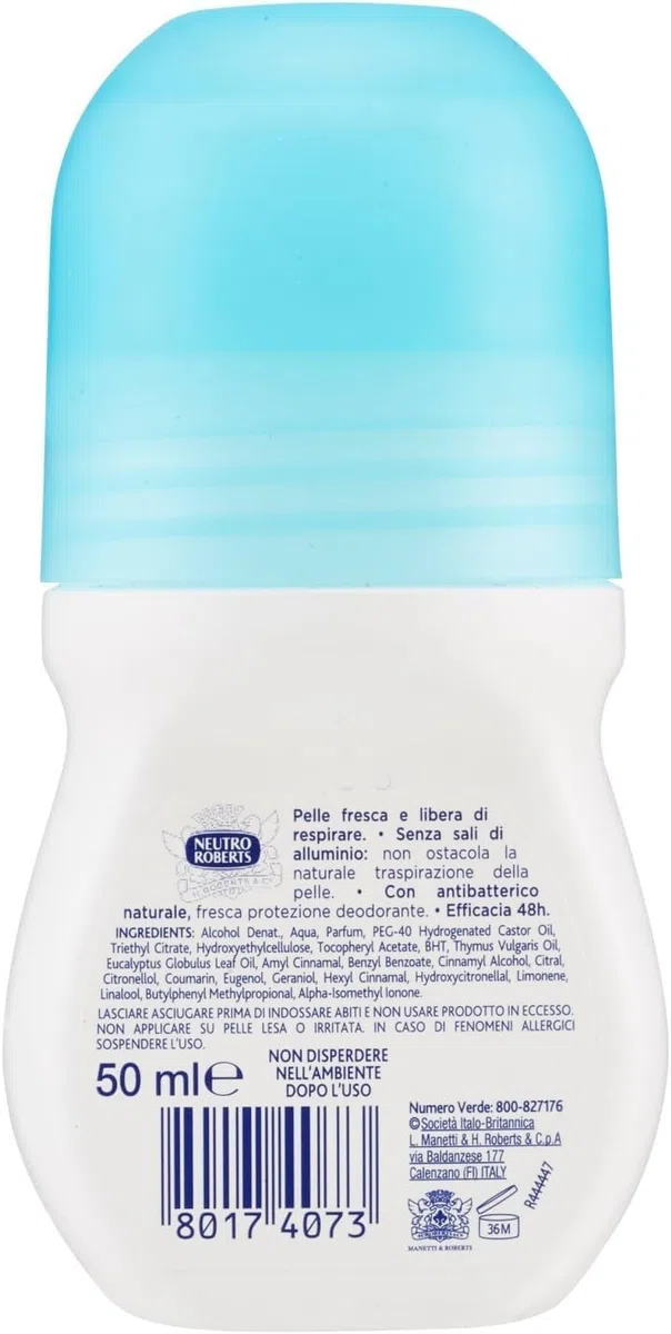 Italian Gourmet deodorante roll on ohne Aluminium 12 x 50ml fresco blumig | Protezione naturale zero macchie, frische Pflege mit floralen Noten und, Gesamtnettogewicht 600 ml + Kostenlos Polpa 400g