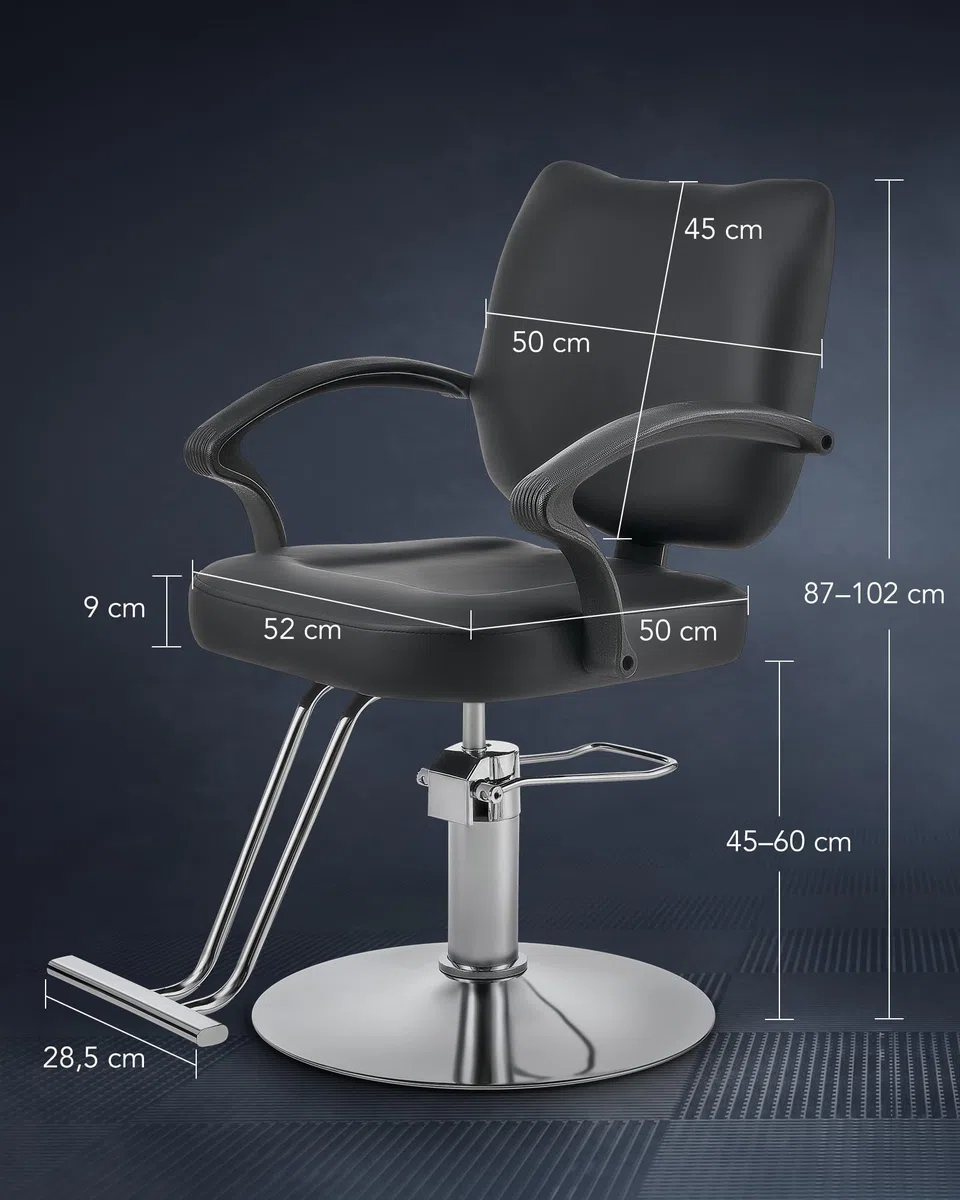 Friseurstuhl 360° Drehbar 15cm Höhenverstellbar 250kg Tragkraft Hydraulischer Barberstuhl mit Stahlsockel