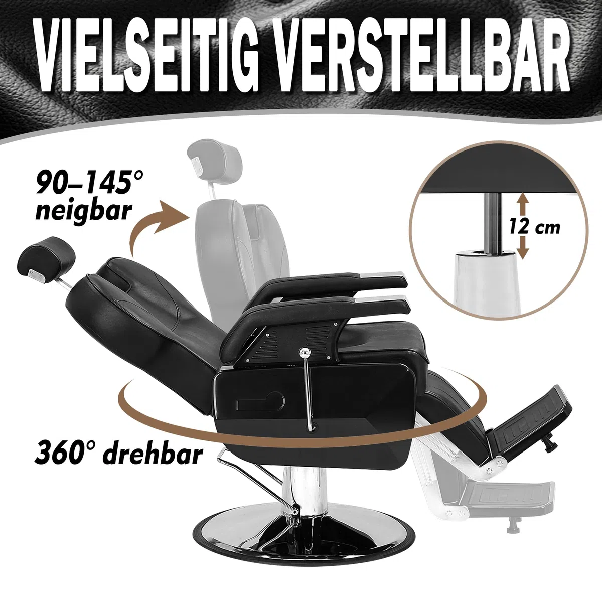 Barbier Stühle Heavy Duty Hydraulische Reclining Hair Salon Stuhl 360 Swivel Schwarz
