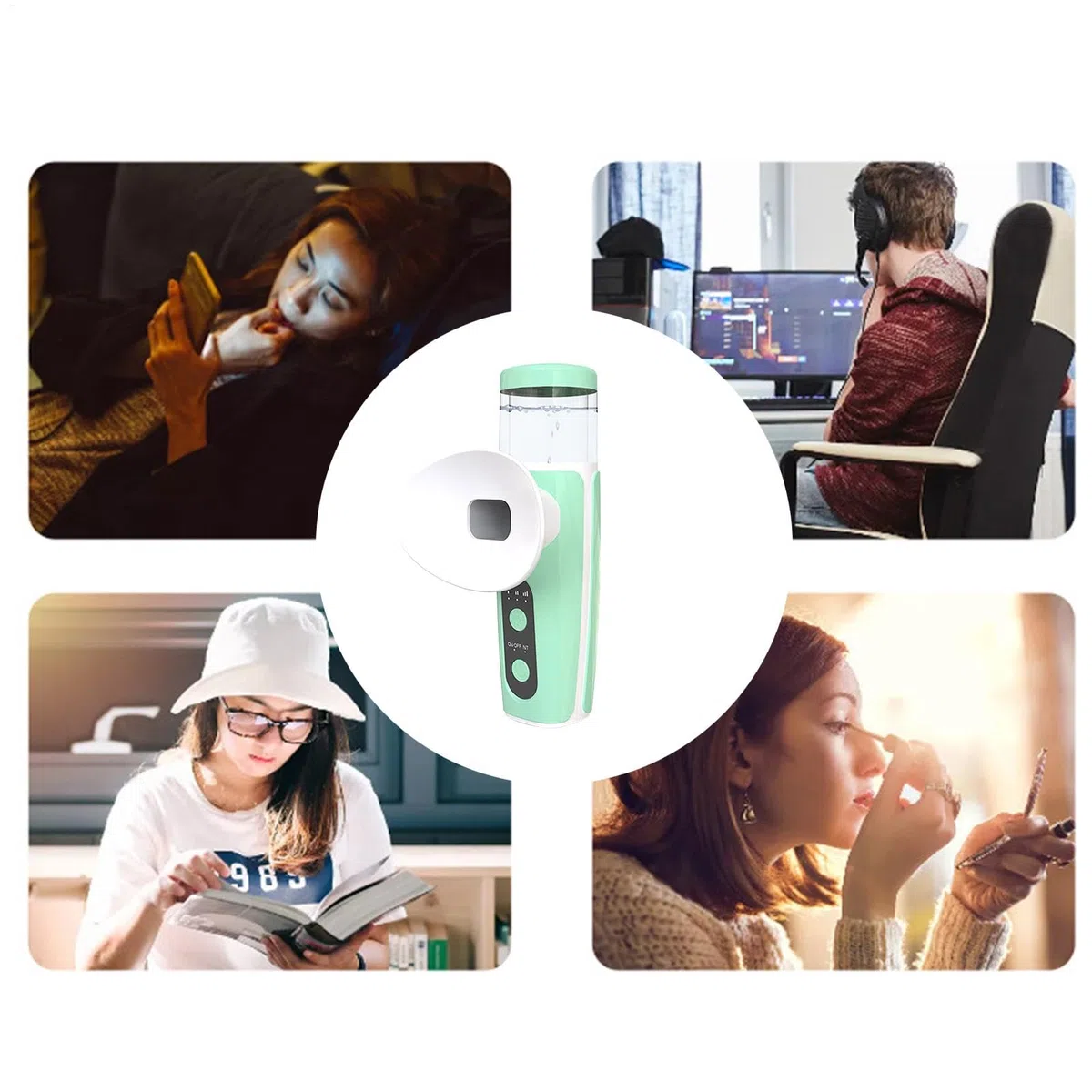 Nano Face Mist Sprühgerät - Dampftherapie für trockene Augen | 3 Temperaturen Augendampf für trockene Augen | Nano Luftbefeuchter für trockene Augen | Tragbares Gerät: