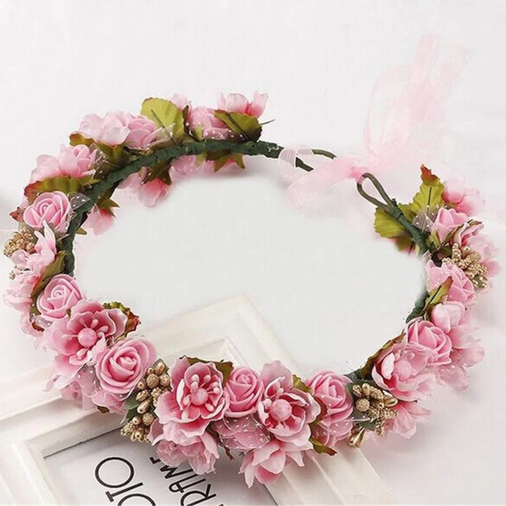 1920er Jahre Stirnband Rustikales Brautjungfern Stirnband Blumen Stirnbänder Hochzeit Haarschmuck Braut Blumenkrone Kopfschmuck Braut Blumenmädchen Girlande Stirnband，Orange