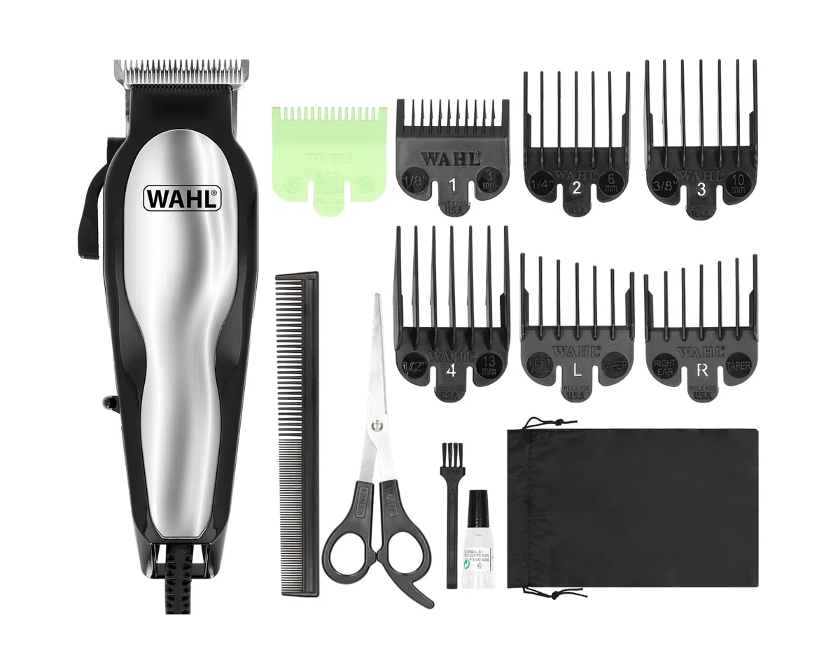 WAHL Baldfader, Haarschneider für Männer, kabelgebundene Haarschneidemaschine, präzise Schnittlängen, 8 Aufsteckkämme, selbstschärfende Präzisionsklingen, Kurzhaarschnitte