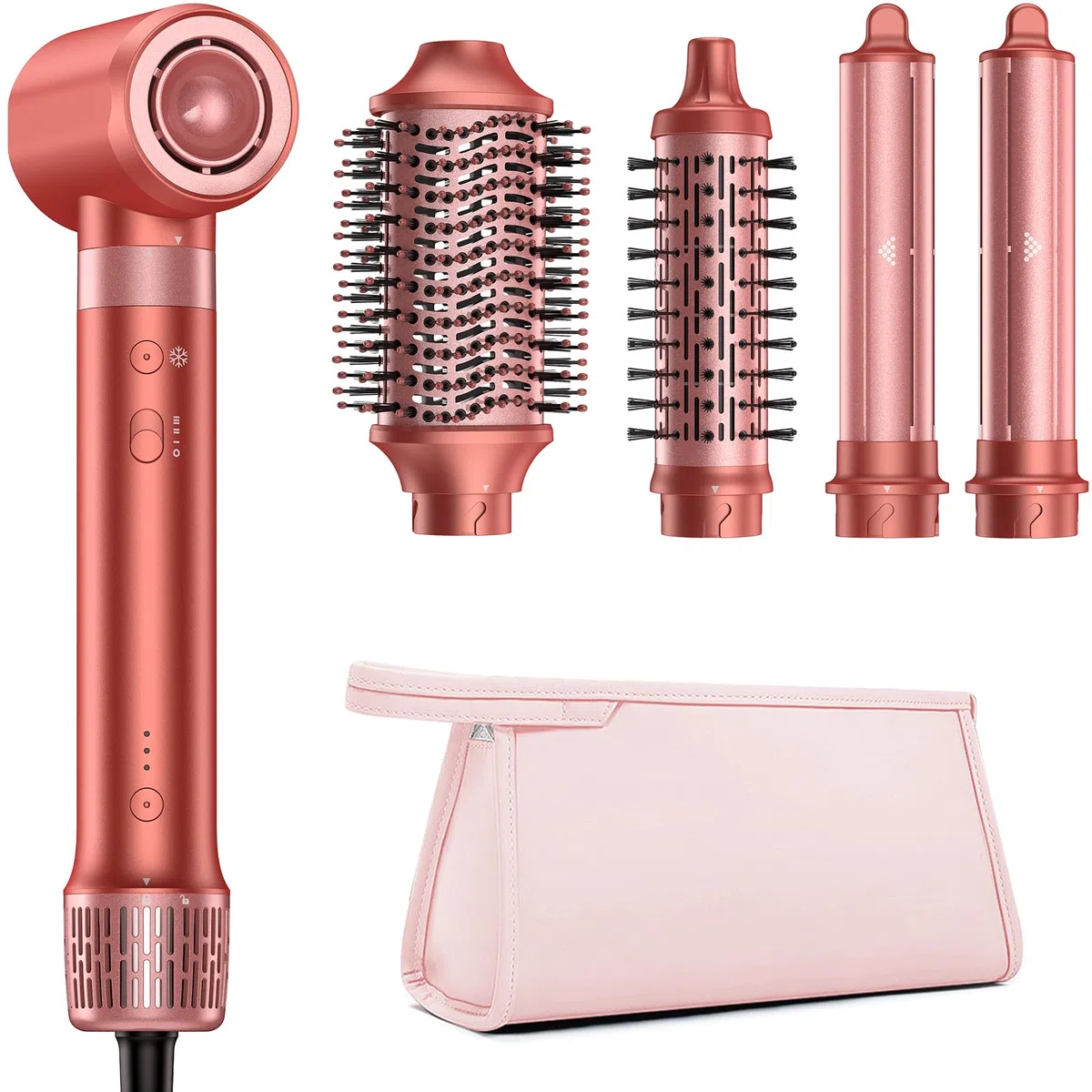 HITTIONA 5 in 1 Airstyler & Rundbürstenföhn, 110.000 U/min Ionen Haartrockner mit Auto Lockenstab, Profi-Hairstyler für Alle Haartypen