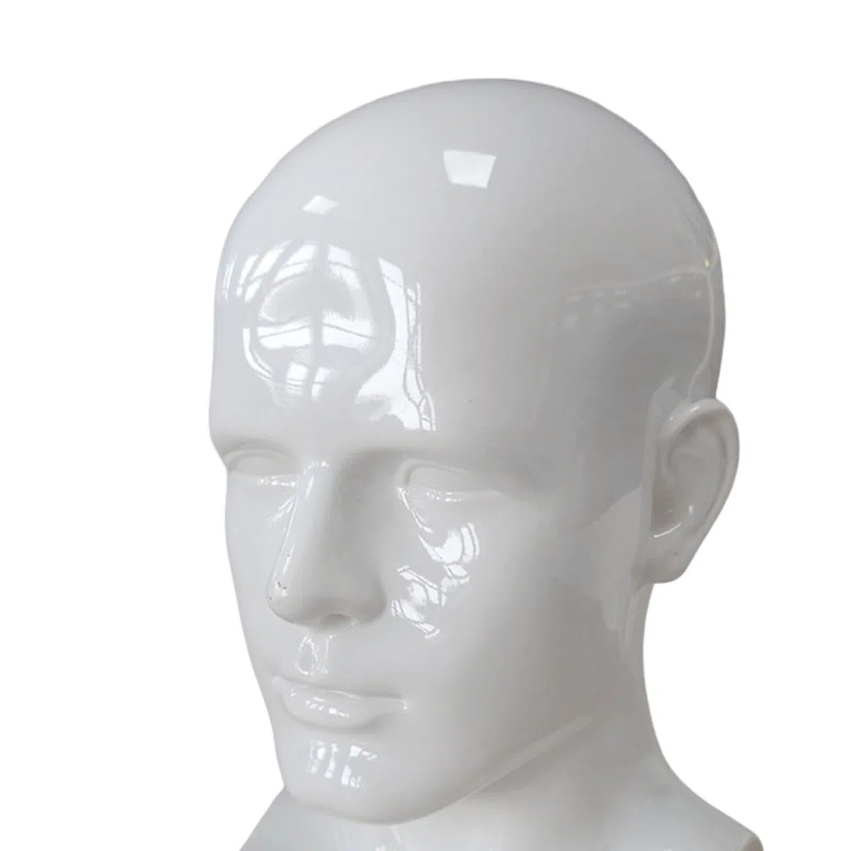 Milageto Männer Mannequin Kopf PVC Display Ständer Glanz Farbe Beauty Styling Werkzeug Zubehör für Hut Schal Perücken 13,4 Zoll hoch, Weiß