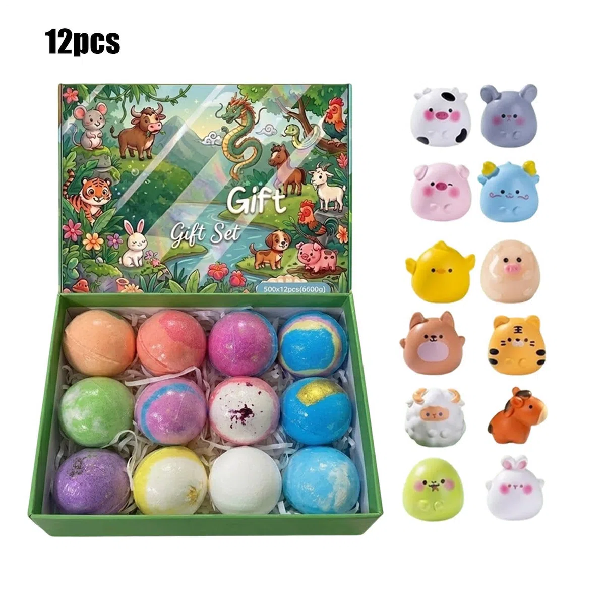 Duftende Badekugeln – 12-teiliges Set, Tierspielzeug | Schaumbälle mit Überraschung – Entspannung zu Hause, Spa, Reisen, Geschenk für Damen und Herren, entspannendes , Körperpflege