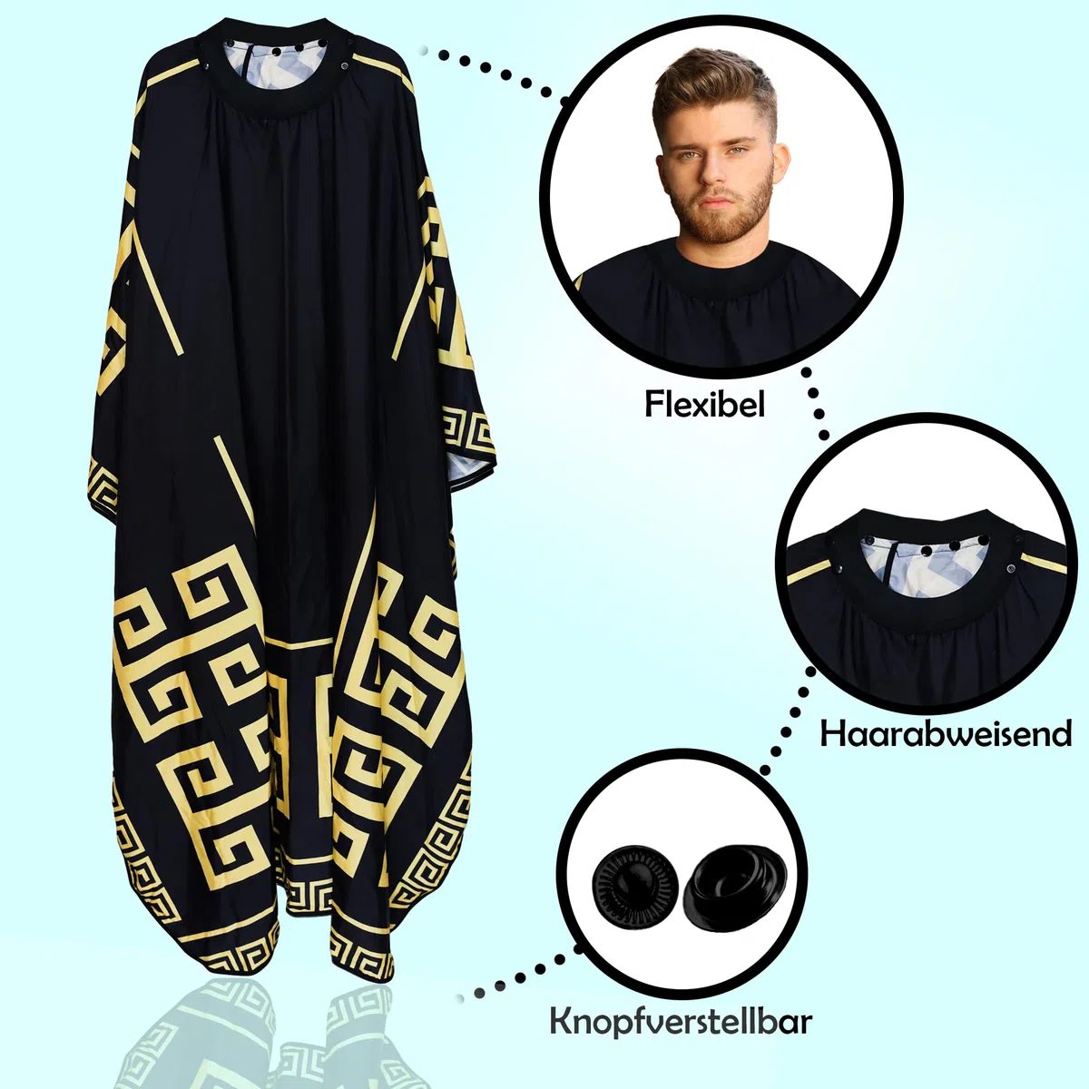WR CASTLE Home Friseur Set Profi Komplett⏐ Haarschneideschere ⏐ Haarklammern ⏐ Bürste ⏐ Kamm ⏐ Rasiermesser ⏐ Umhang ⏐ Ledertasche