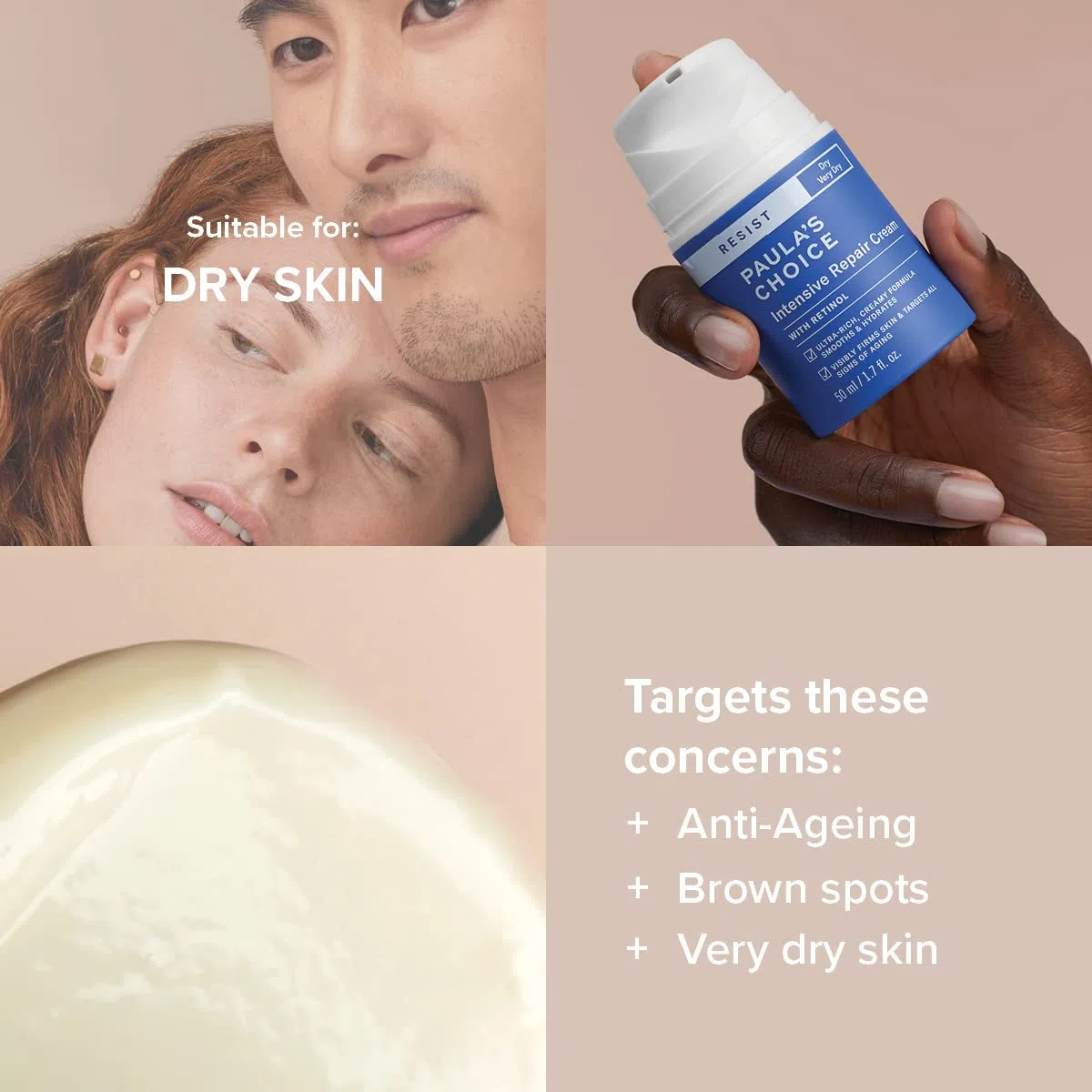Paula's Choice RESIST Anti Aging Intensive Repair Feuchtigkeitscreme - Nachtcreme - mit Retinol & Jojobaöl - Reduziert Falten & Pigmentvlekken - Trockene bis Sehr Trockene Haut - 50 ml