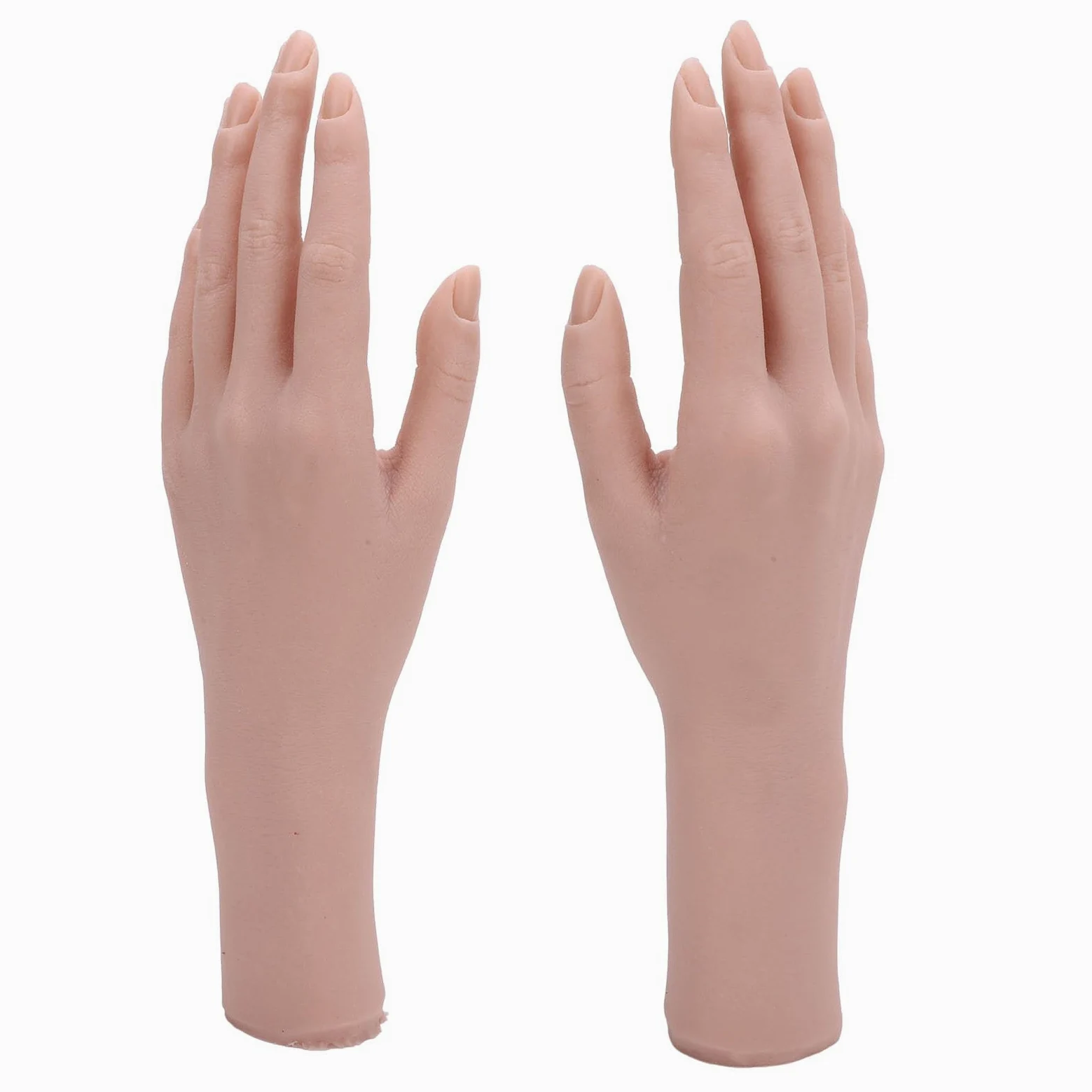 TOPINCN Biegbares Weibliches Handmodell aus Silikon für die Nail-Art-Übung, Wiederverwendbares Display-Handmodell, Weiche Trainingshand für Maniküre-Anfänger
