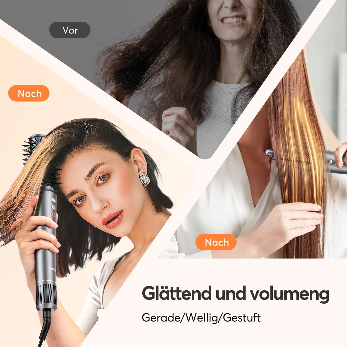 Airstyler 5 in 1 - Bopcal Ionen Föhn 160000 U/Min High-Speed Haartrockner für Schnelltrocknend, Multi Hairstyler mit Automatischer Luft-Lockenstab, Zum Volumisieren und Locken, Geschenk für Frau