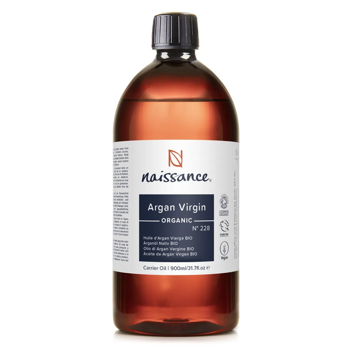 Naissance Marokkanisches Arganöl BIO (Nr. 228) - 900ml - Kaltgepresst, Natürlich - Pflegeöl für Gesicht, Haut, Haare, Bart & Nagelhaut