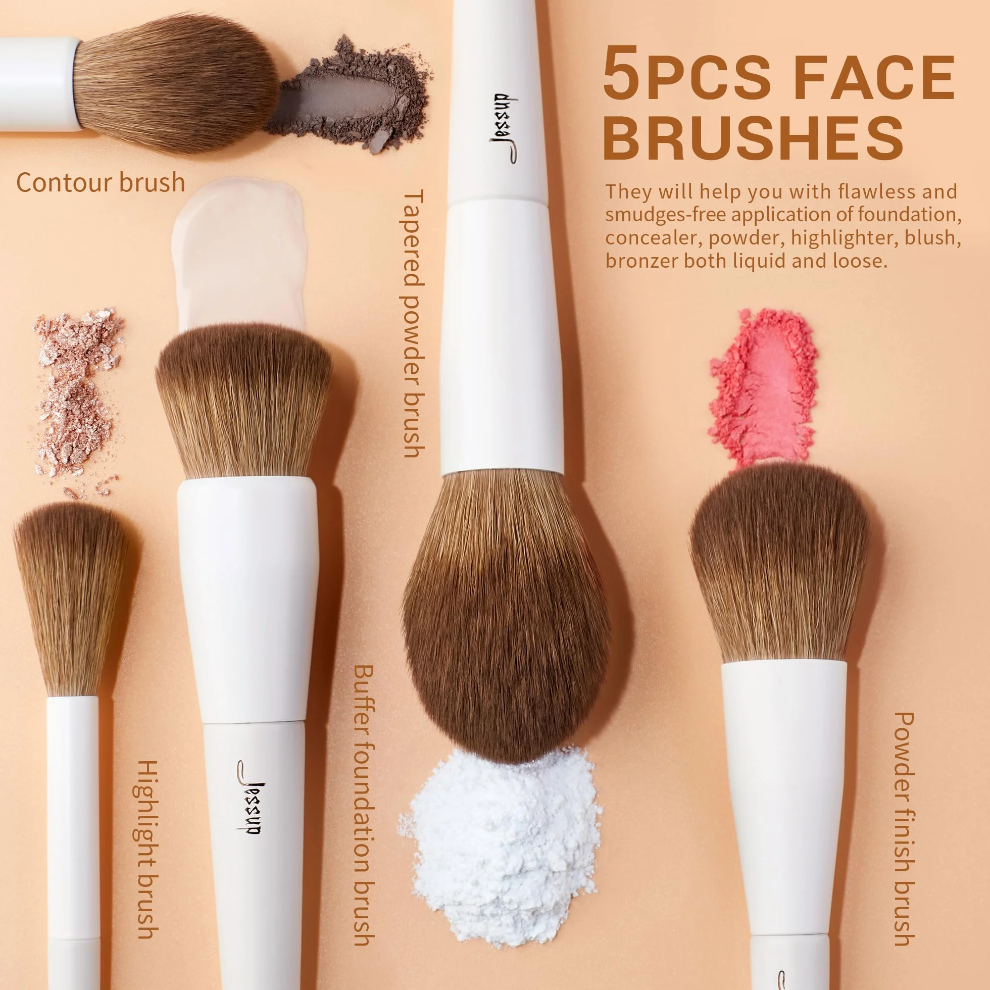 Jessup Pinselset Makeup 14 Stück Schminkpinsel Kosmetikpinsel Gesichtspinsel