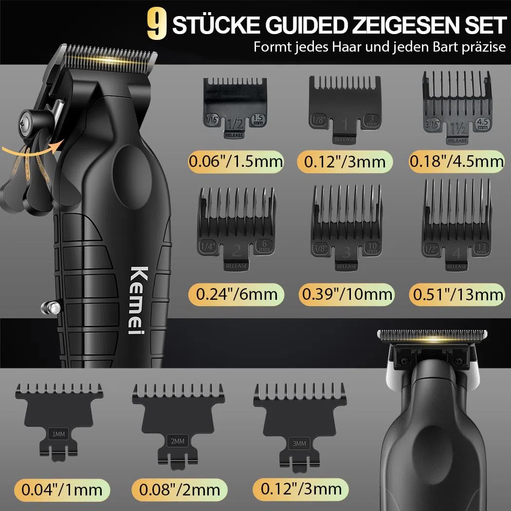 KEMEI 3 in 1 Kabelloser Haarschneider, Hair Trimmer & Folienrasierer Herren | Barber Set mit LED-Display, 8000RPM Motor & USB/Dock-Ladung(Schwarz)