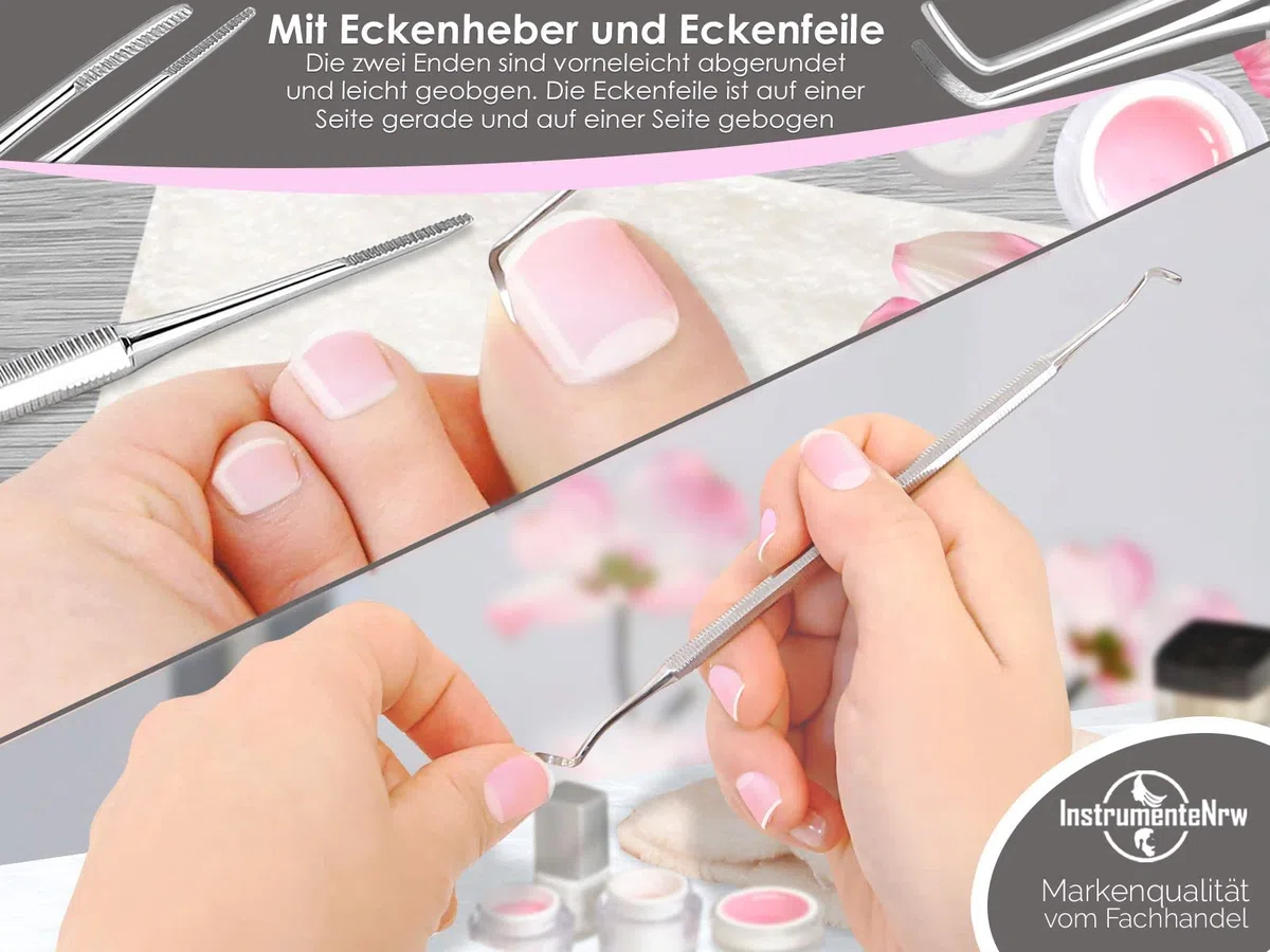 Fußpflege-Set Profi Nagelzangen Set Allrounder für normale und eingewachsene Nägel mit Nagelzange Kopfschneider Nagel-Eckenzange Nagelhautzange Eckenfeile Nagel-Eckenheber aus Edelstahl im Etui