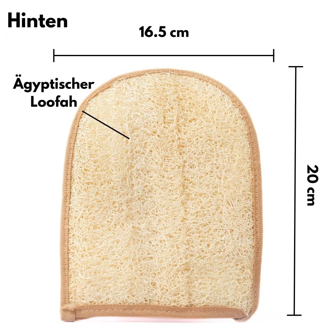 Loofahcrafts Peelinghandschuh natürlicher ägyptischer Luffa-Schwamm Luffa Waschhandschuh Badeschwamm Peelingschwamm Luffah exfoliating gloves Body Scrubber Dusch Fluff Duschschwamm Körper