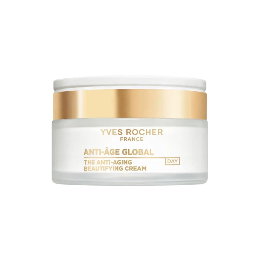 Yves Rocher ANTI-AGE GLOBAL Set für intensive Regeneration: Verschönernde Tagespflege (50 ml) & Komfort-Nachtpflege (50 ml) mit Gold-Achillea – Regeneriert, Strafft & Bekämpft Zeichen der Hautalterung