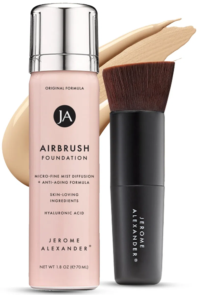 MagicMinerals AirBrush Foundation von Jerome Alexander - 2-teiliges Set mit Airbrush-Foundation und Kabuki-Pinsel - Spray Make-up mit Anti-Aging-Inhaltsstoffen für glatte, strahlende Haut (Fair) | Inklusive Kabuki-Pinsel, feiner Sprühnebel, aufbaubare Abd