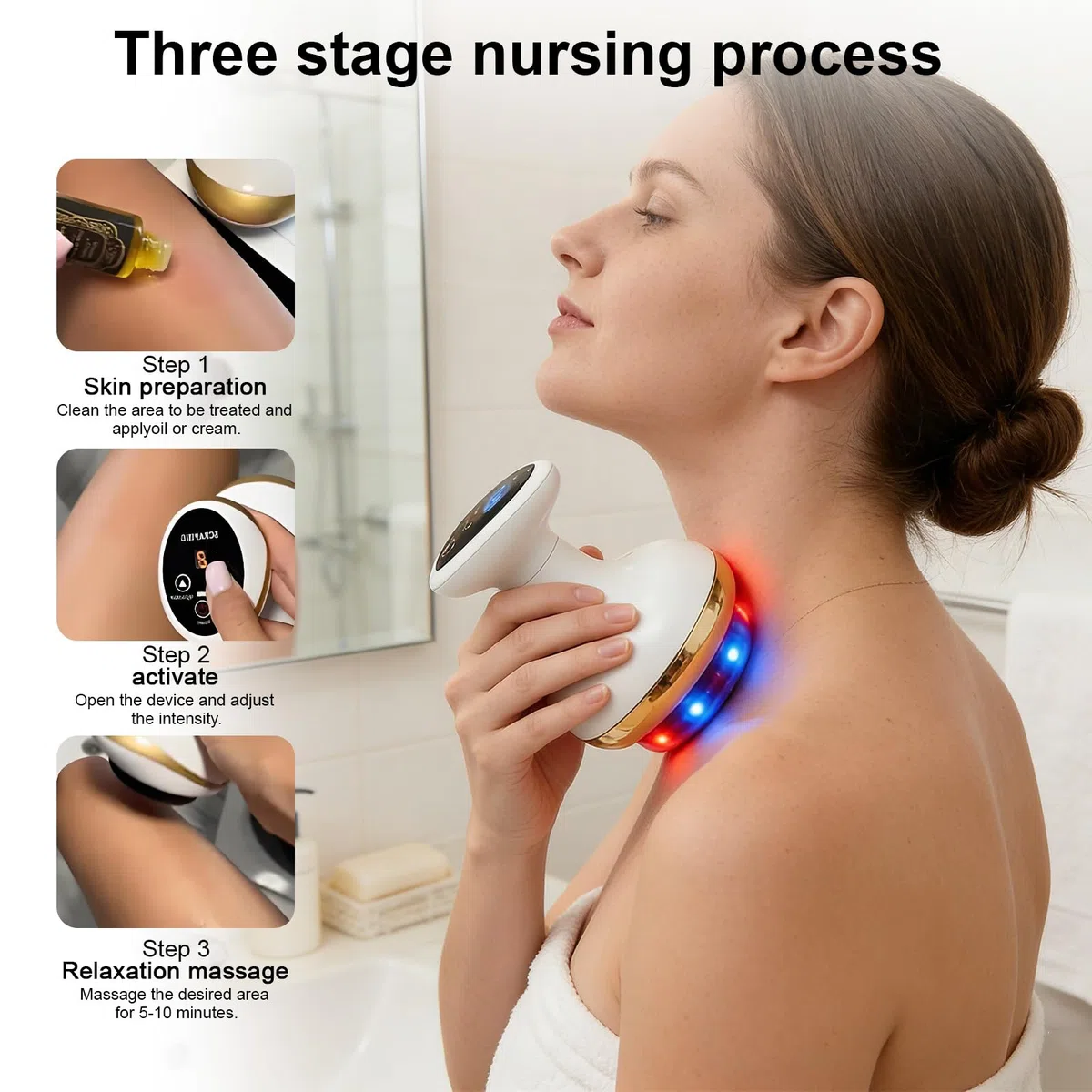Elektrischer GuaSha Massager mit Wärmetherapie, 9 Stufen, Vakuum-Saugmassagegerät für Cellulite & Muskelentspannung