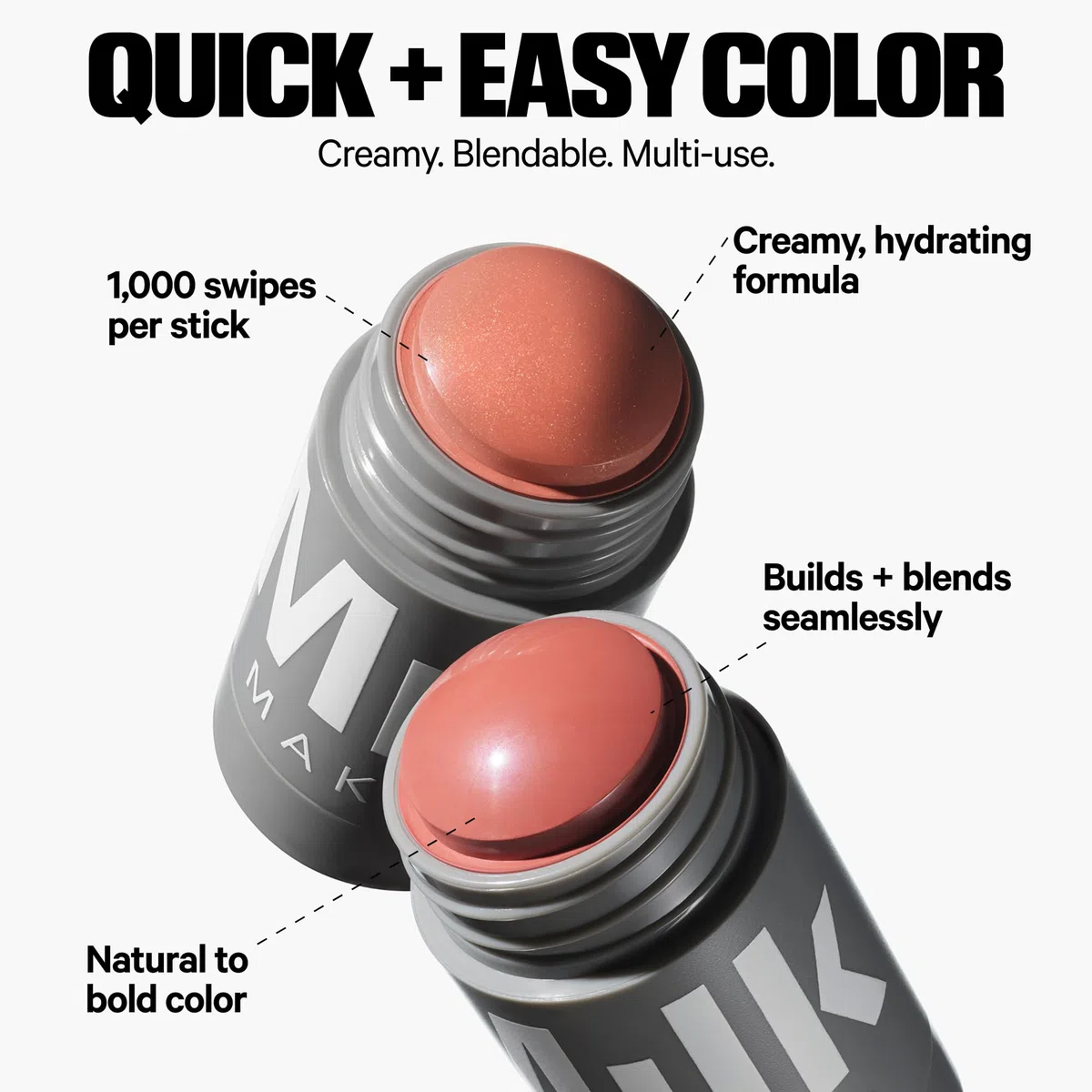 Milch Makeup Lippe + Wange, Rätsel (Rosenbeige) - 0,21 Flüssigunzen - Creme Rouge & Lippenfarbe - Baubar & mischbar - 1.000+ Wischbewegungen pro Stick - Nicht komedogen - Vegan, tierversuchsfrei
