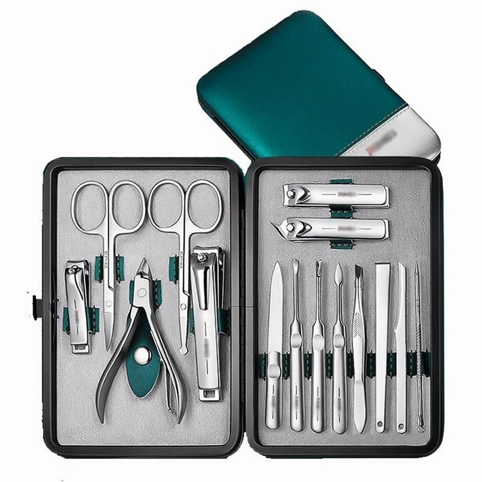 15-teiliges professionelles Nagelknipser-Set, Maniküre-Set mit tragbarer Ledertasche, Edelstahl- und Pediküre-Set