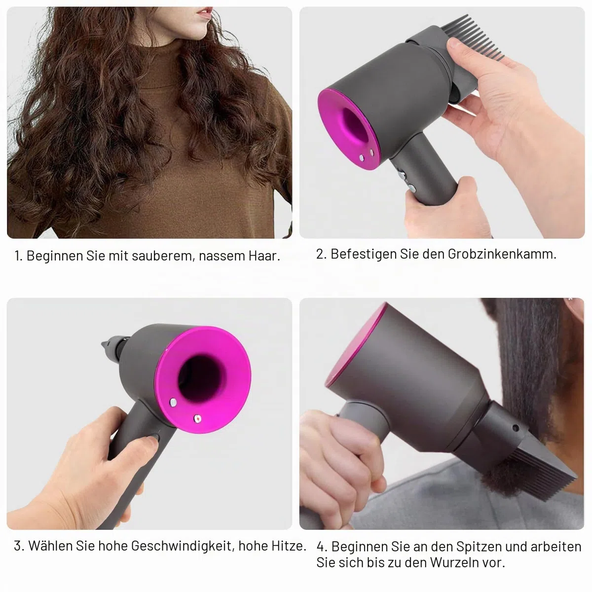 Kammaufsatz mit breiter Zahnung für Dyson Supersonic Haartrockner, Teilenummer 969748-01