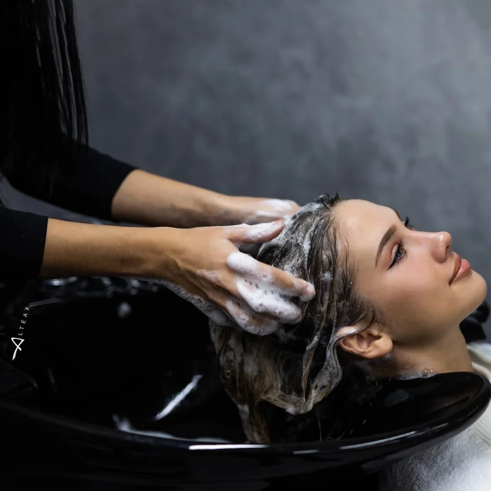 Altéax Tragbares Haarwaschbecken für Friseure - Verstellbar in Höhe und Neigung, Ergonomisches Design für Behinderte - Professionelles Haarwaschbecken
